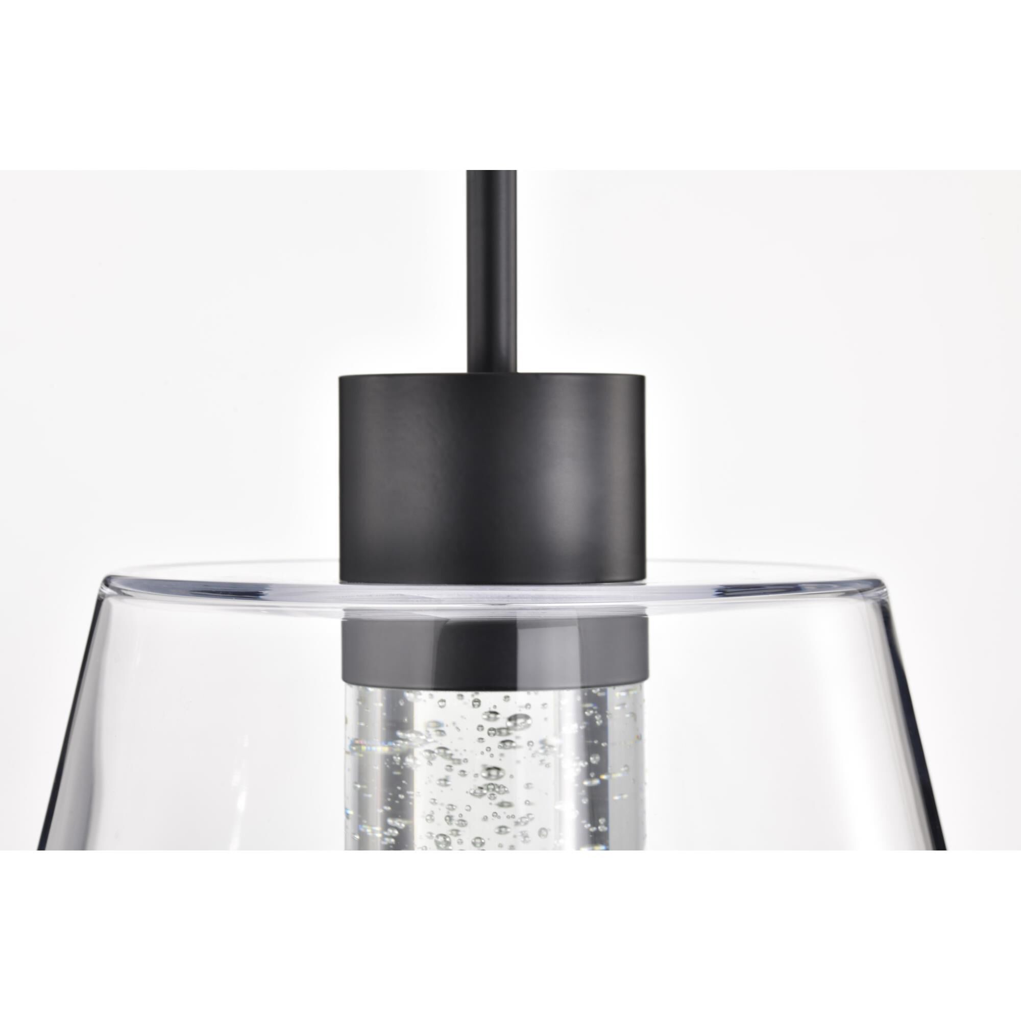 Shown in Matte Black finish and Clear K9 Bubble Crystal glass