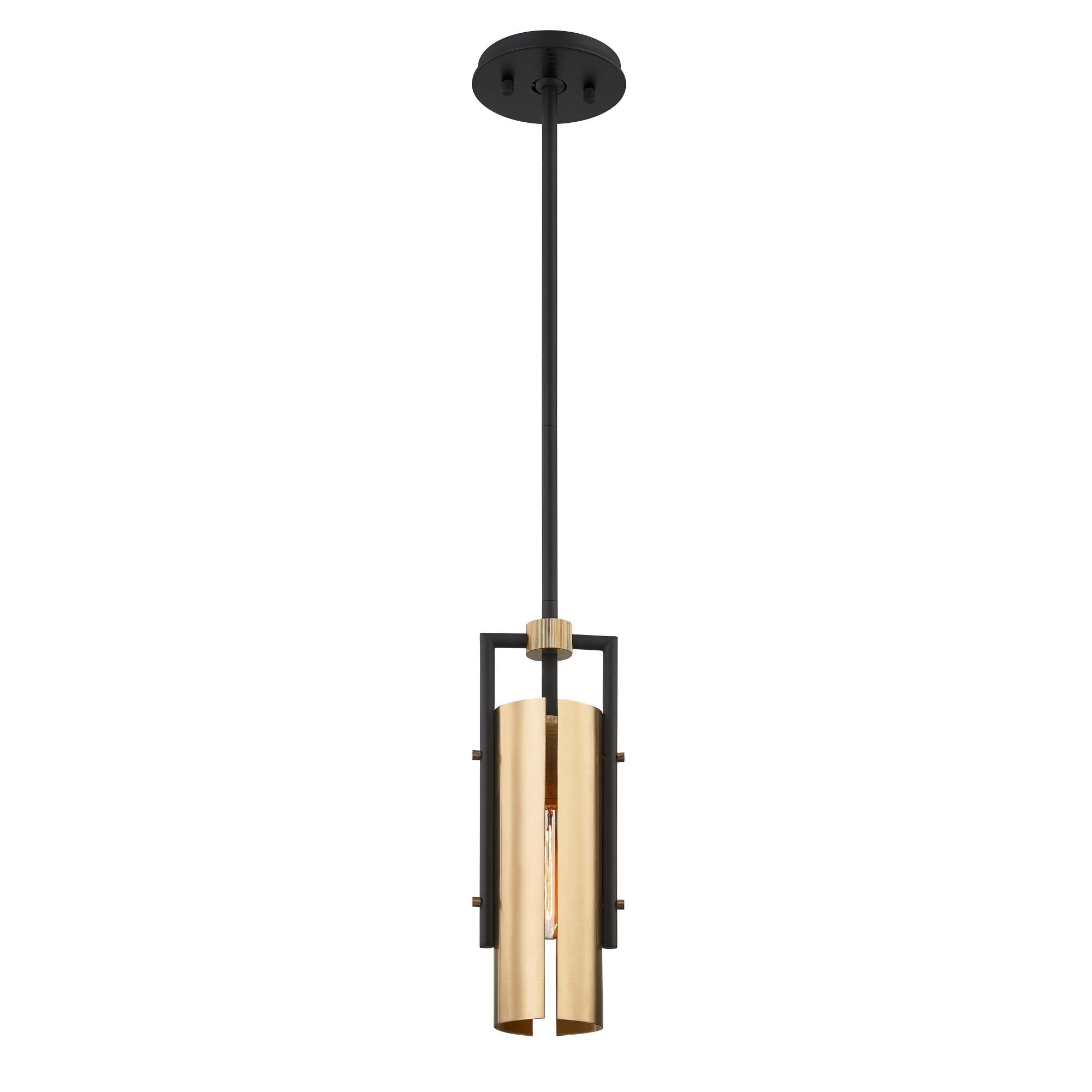 Shown in Carbide Black finish and Brushed Brass shade