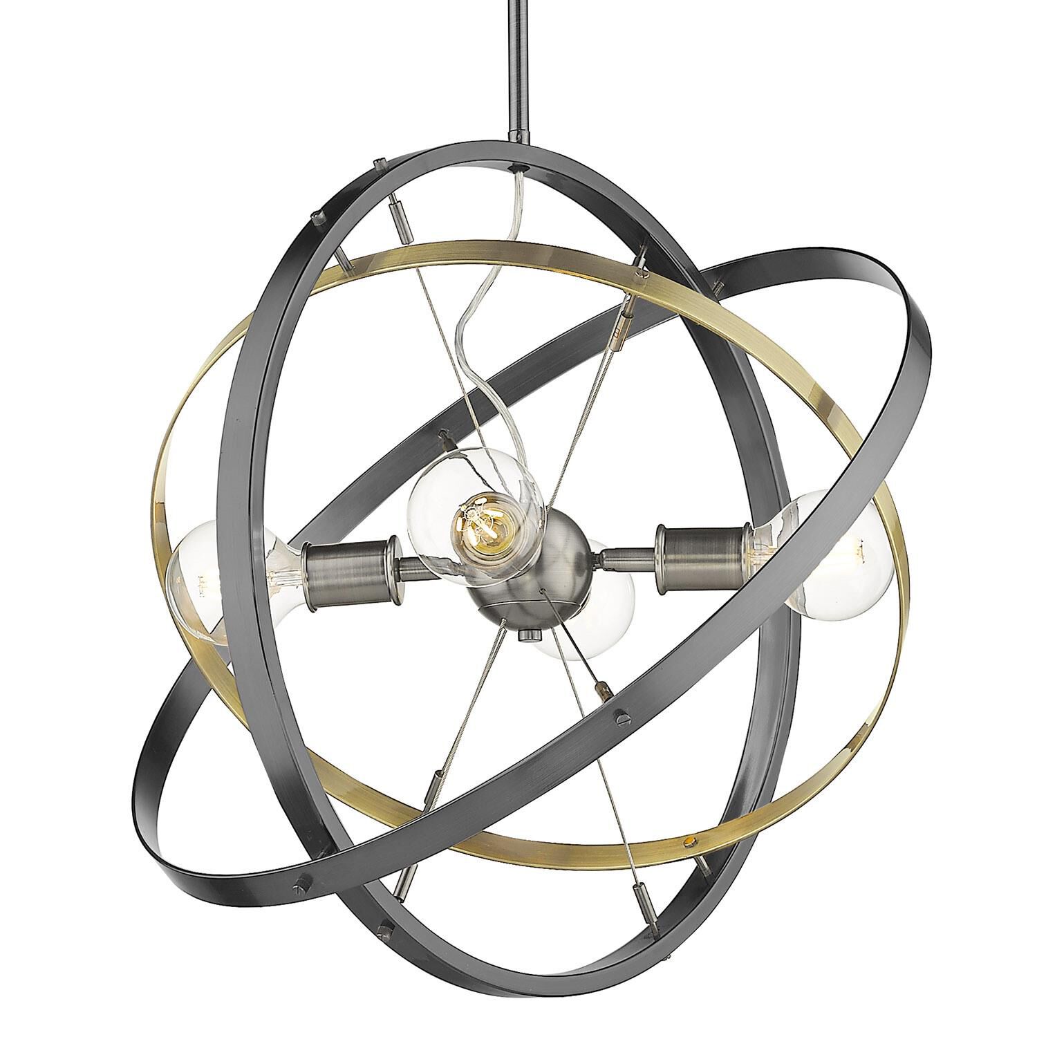 Atom 22 Inch 4 Light Mini Chandelier by Golden Lighting