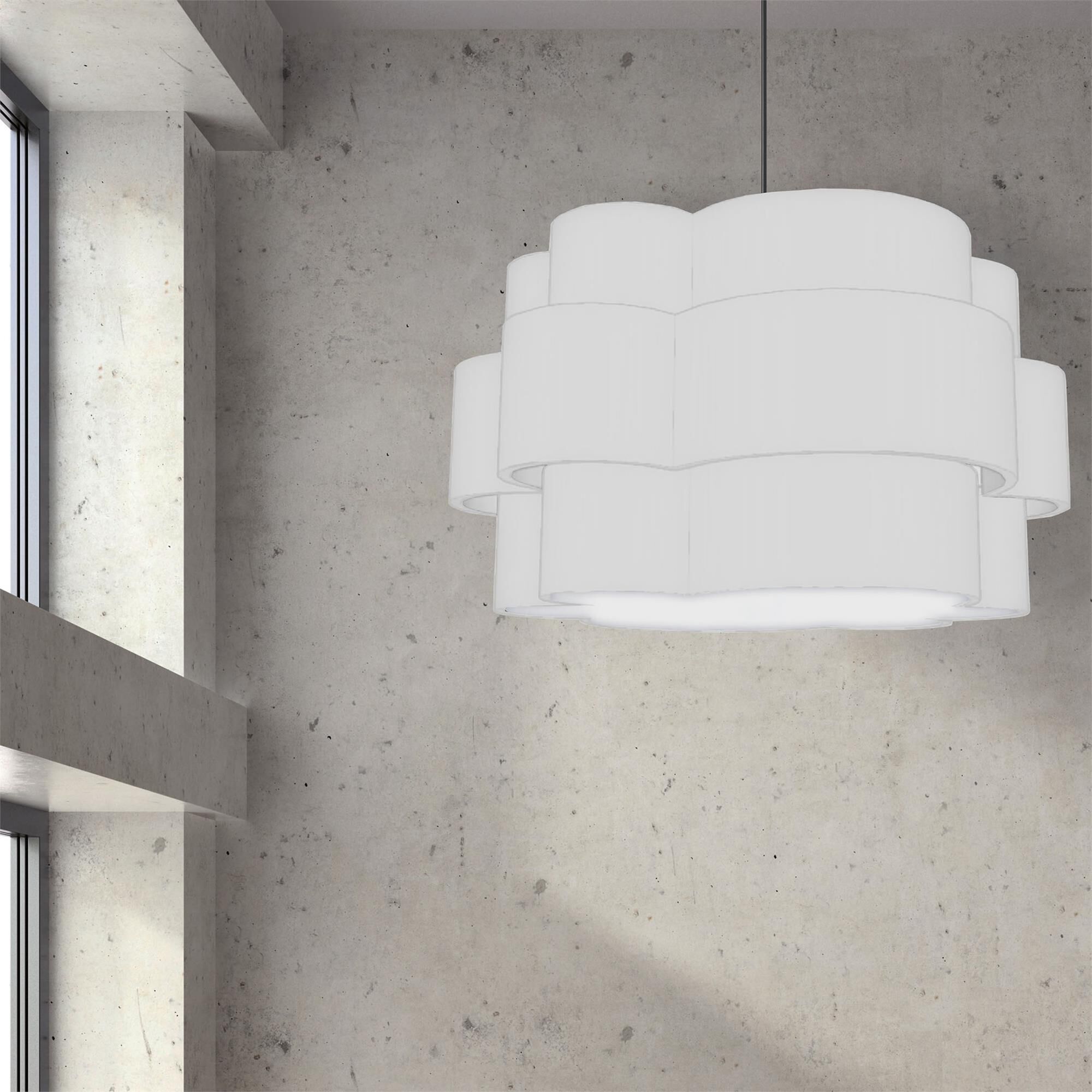 Shown in White and Black finish and White Fabric Scallop shade