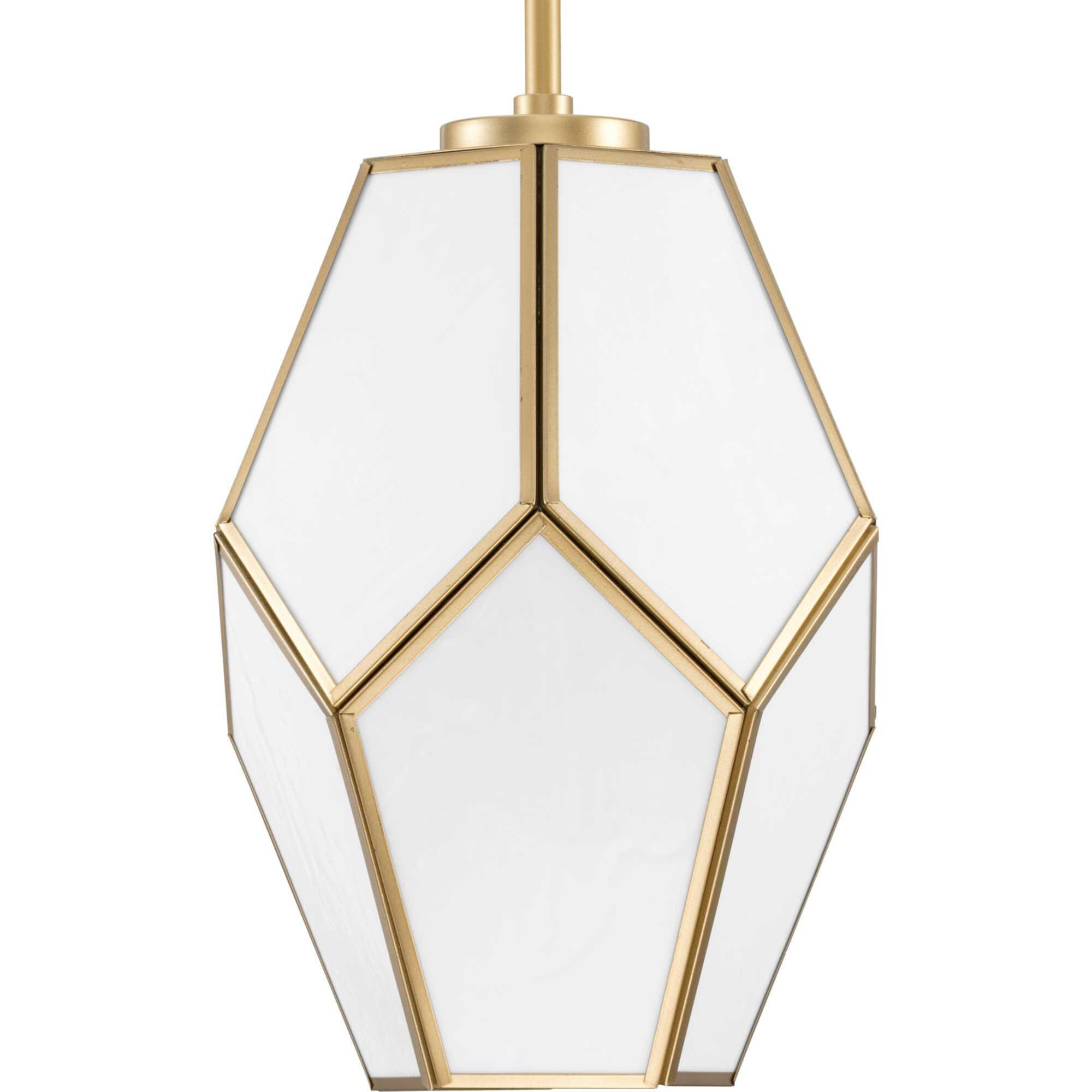 Shown in Vintage Gold finish and White Art glass