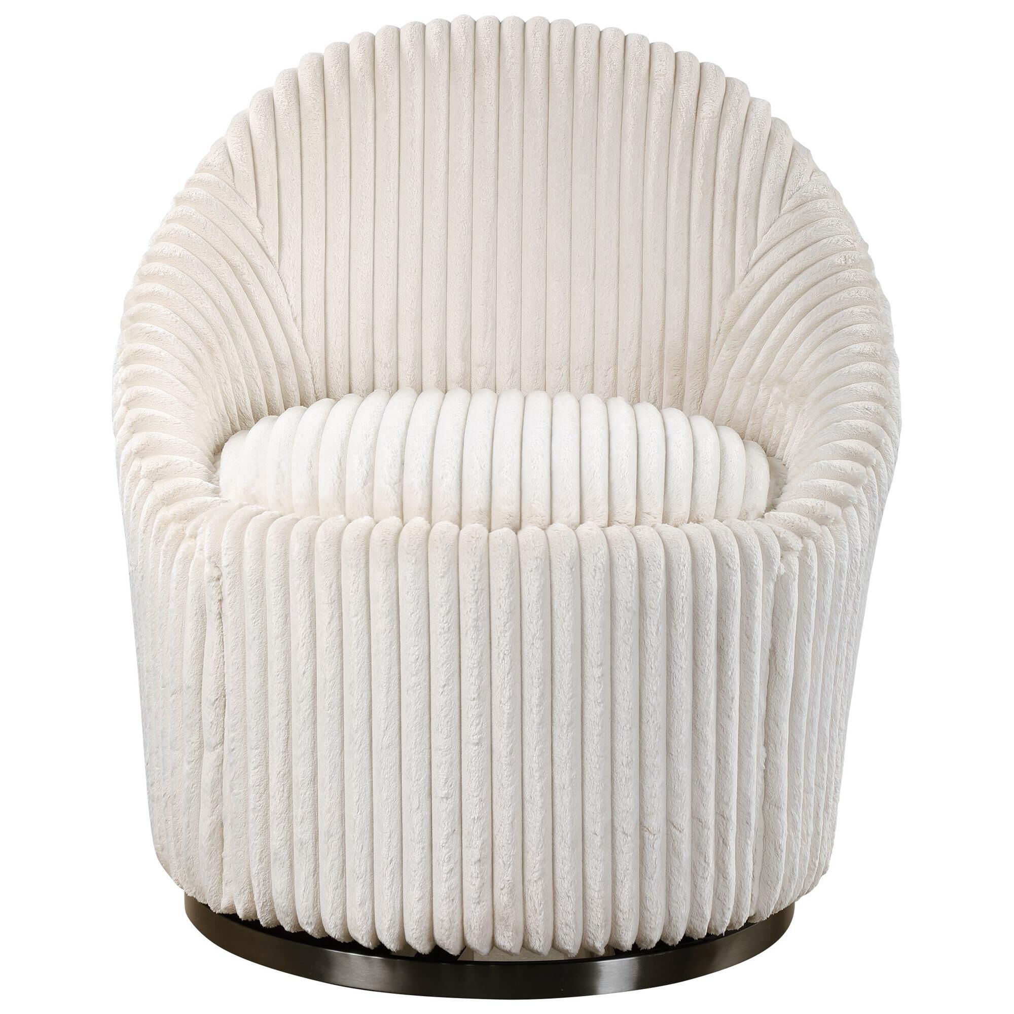 Shown in A Blend Of Contemporary And Feminine Styles, This Chair Is Upholstered In A Luxurious Fluted Ivory C finish