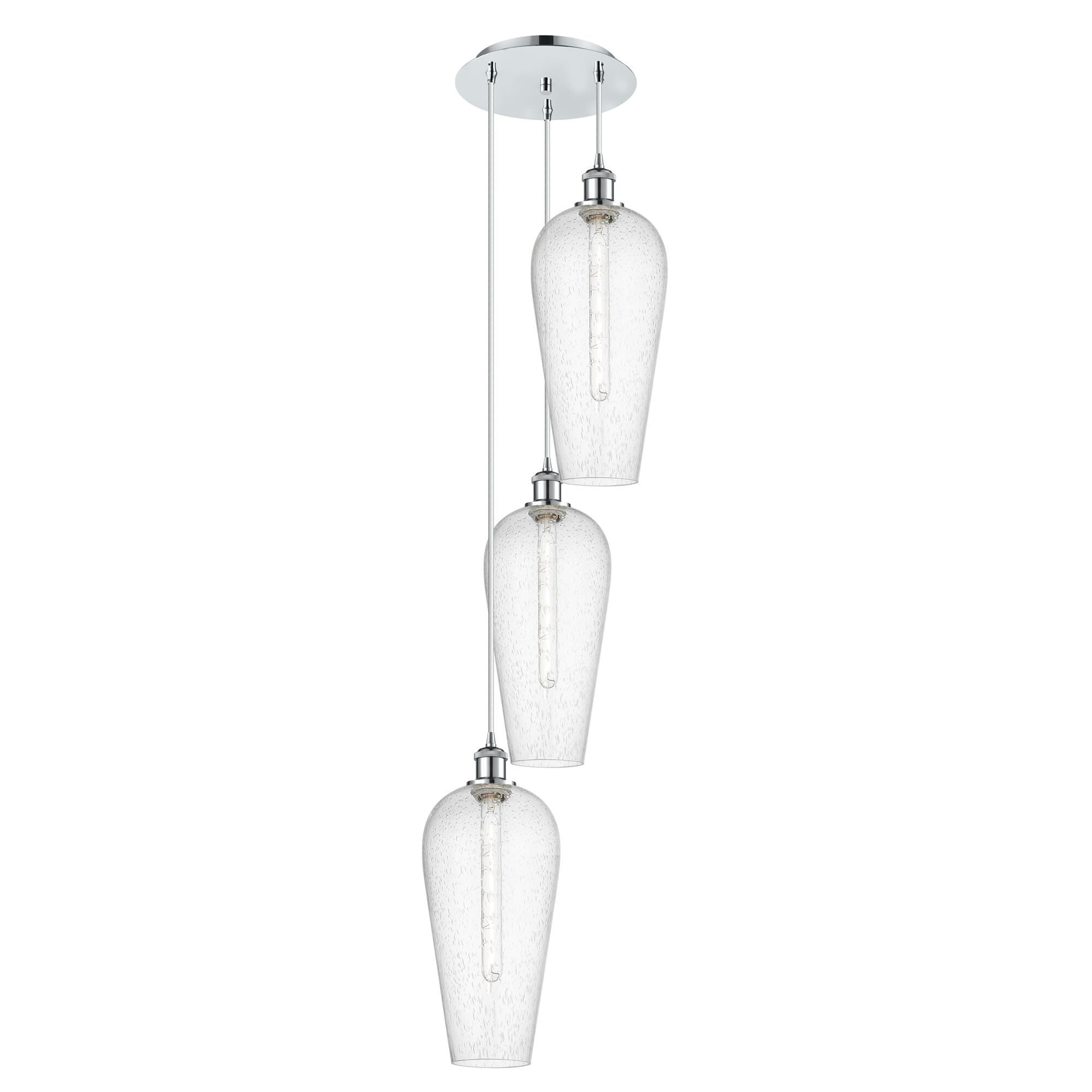 Shown in Polished Chrome finish and Seedy glass