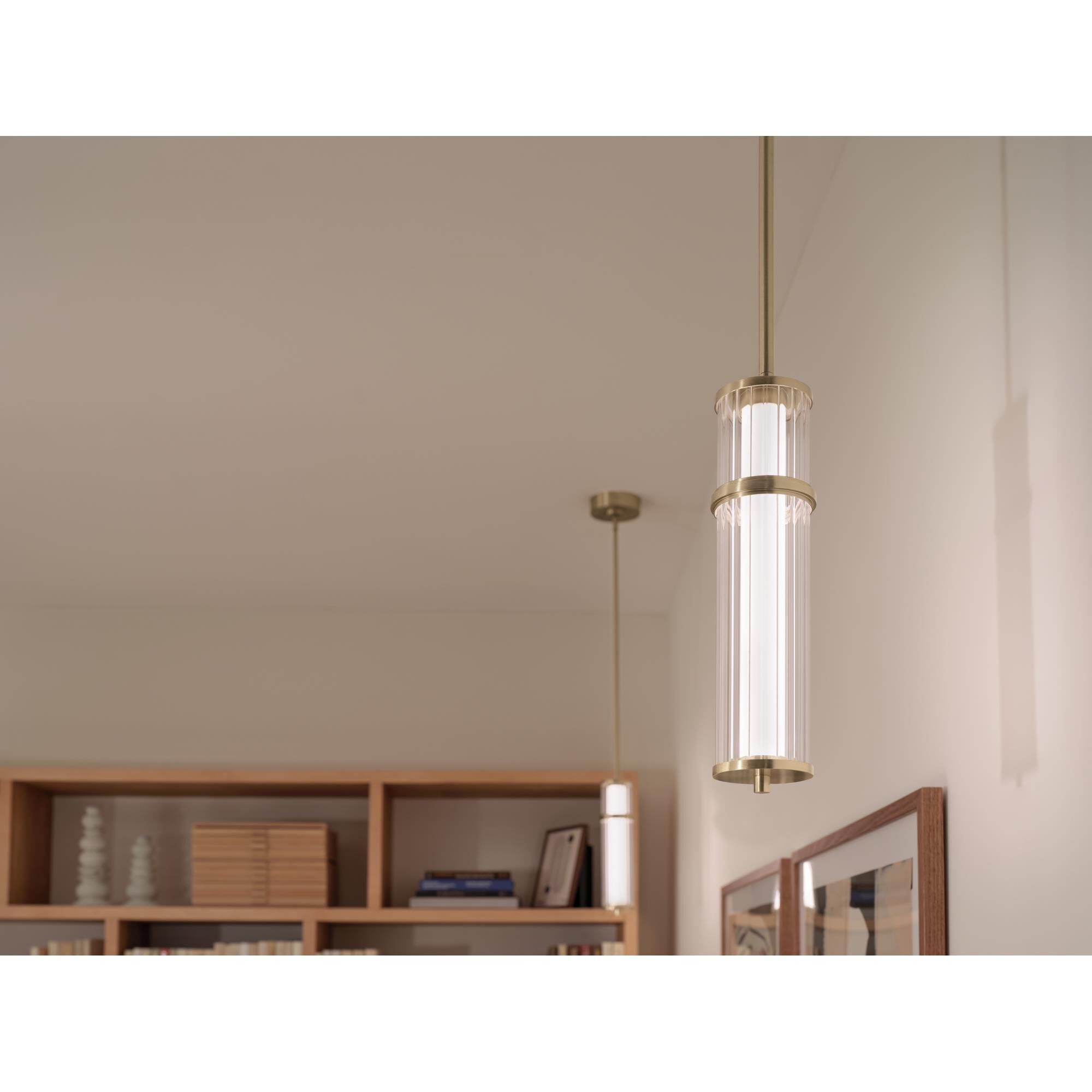 Shown in Champagne Bronze finish and Clear Fluted glass