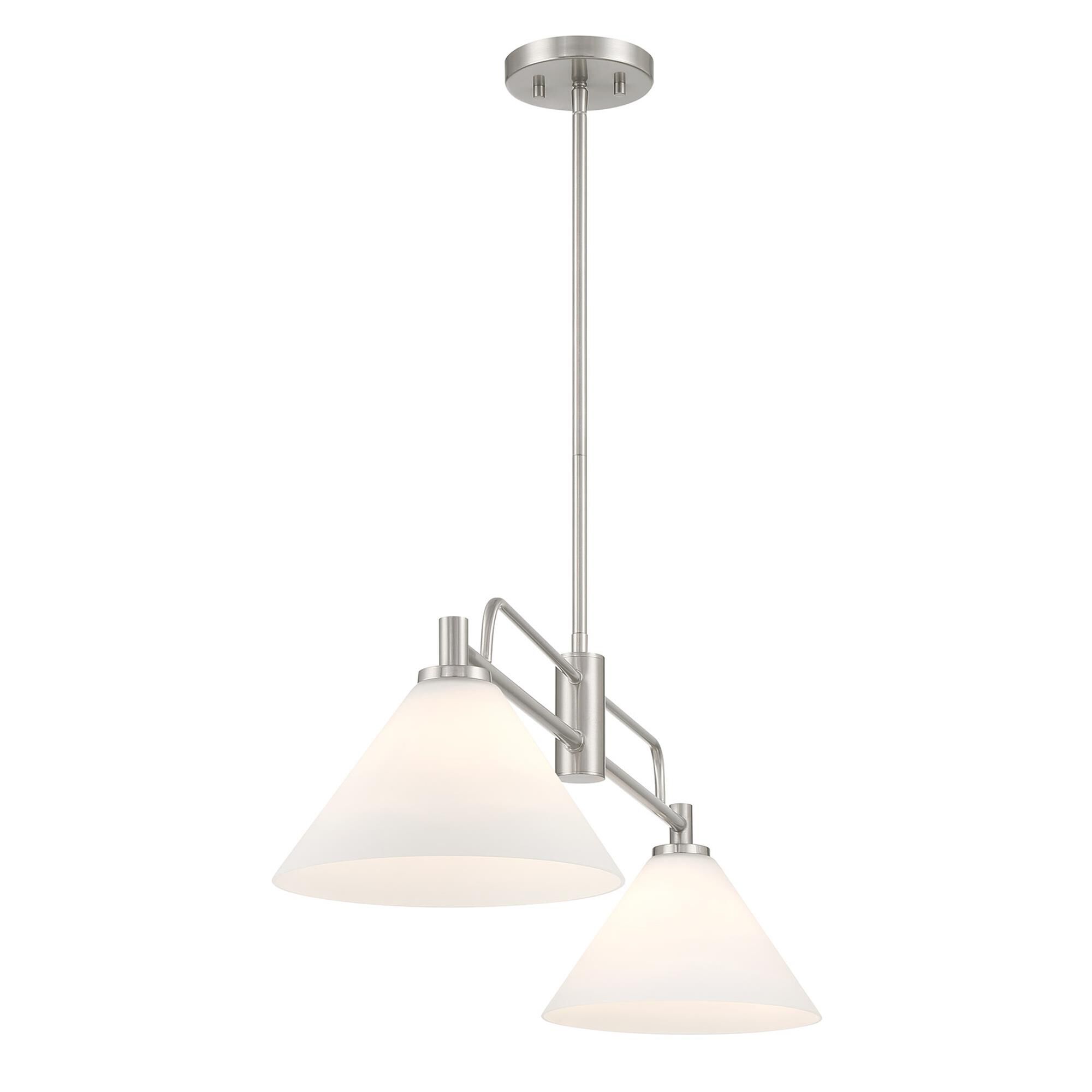 Shown in Brushed Nickel finish and White Opal glass
