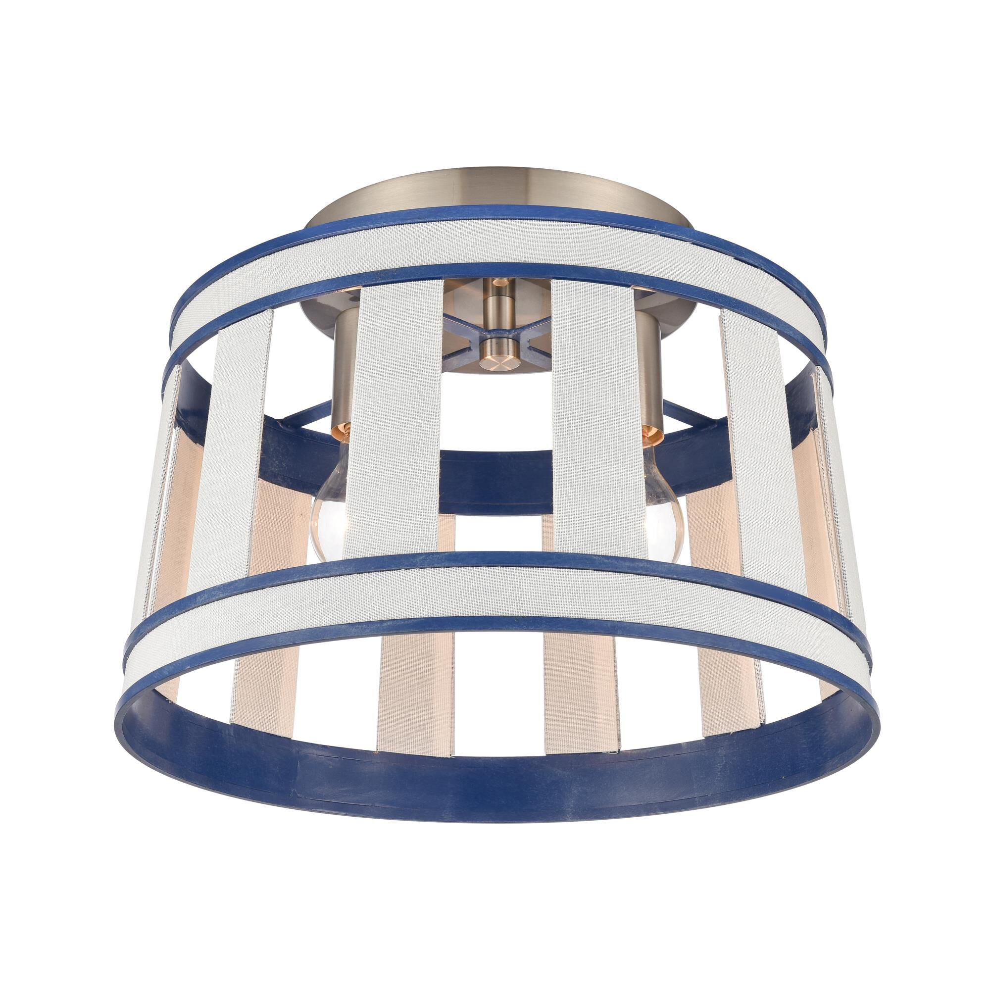 Shown in White finish and White Burlap and Metal shade