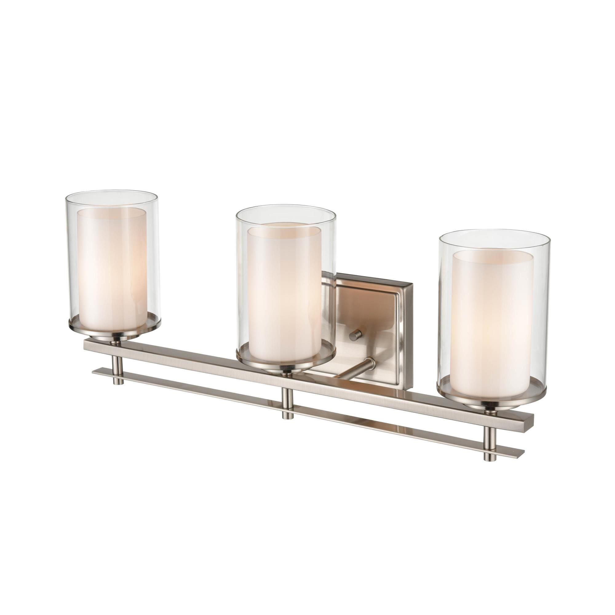 Shown in Brushed Nickel finish and Clear Outer - Etched White Inner glass