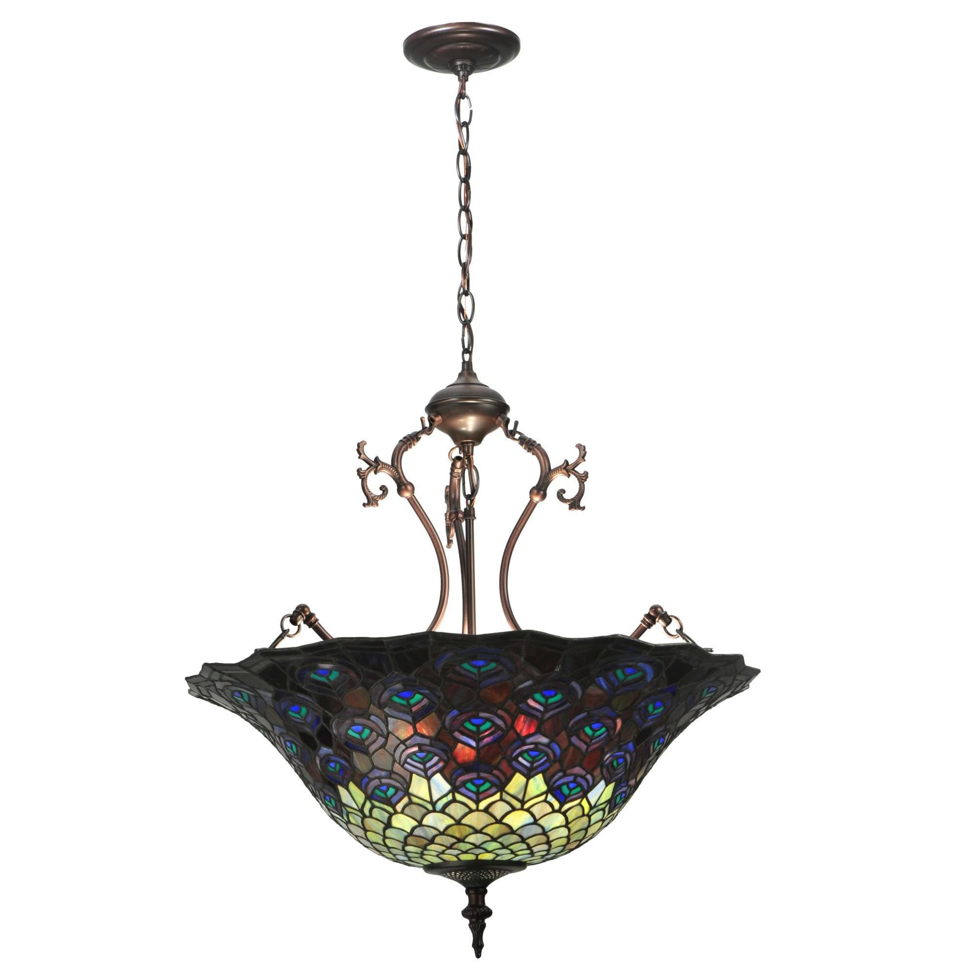 Shown in Mahogany Bronze finish and Teal-Amethyst glass