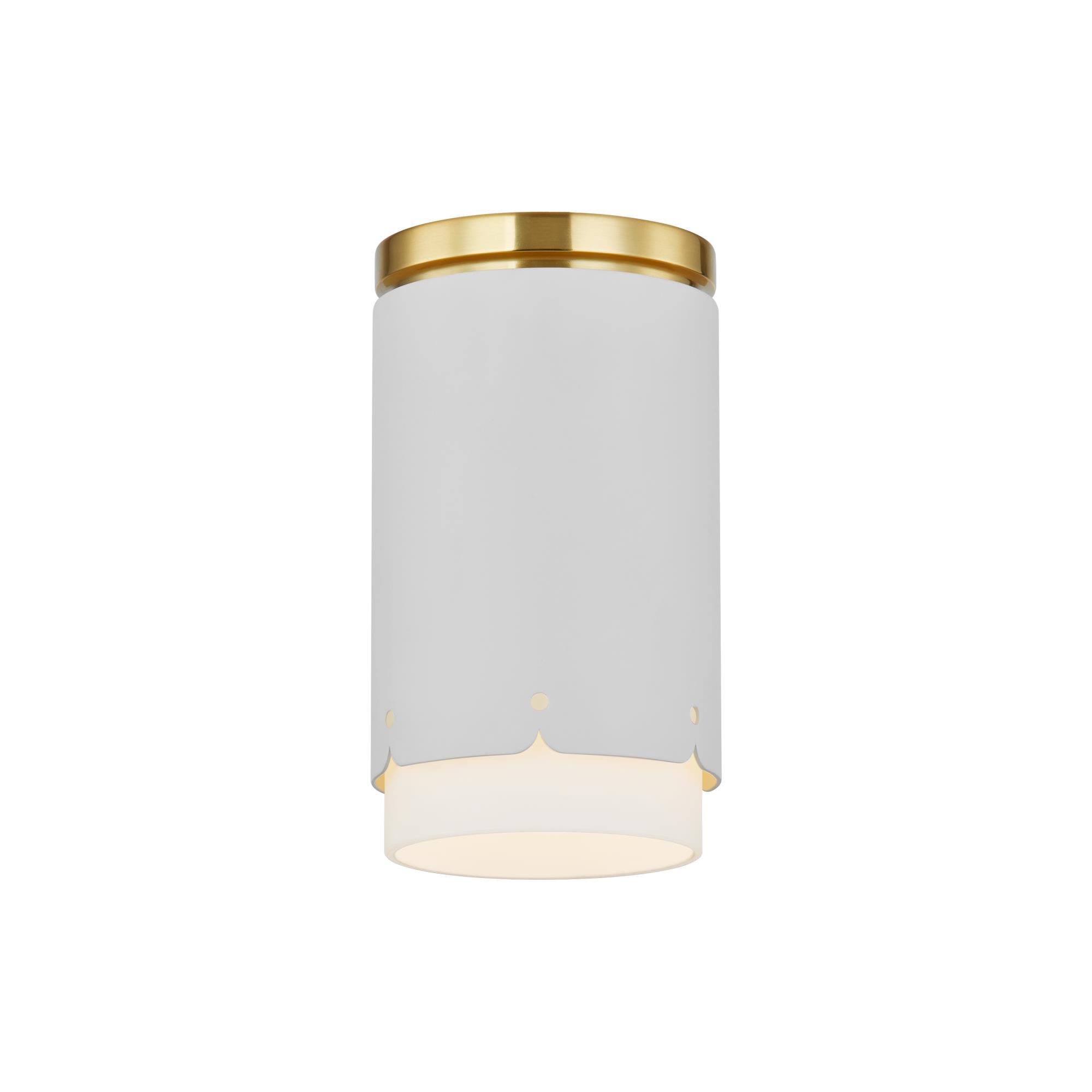 Shown in Aged Brass/Soft White finish