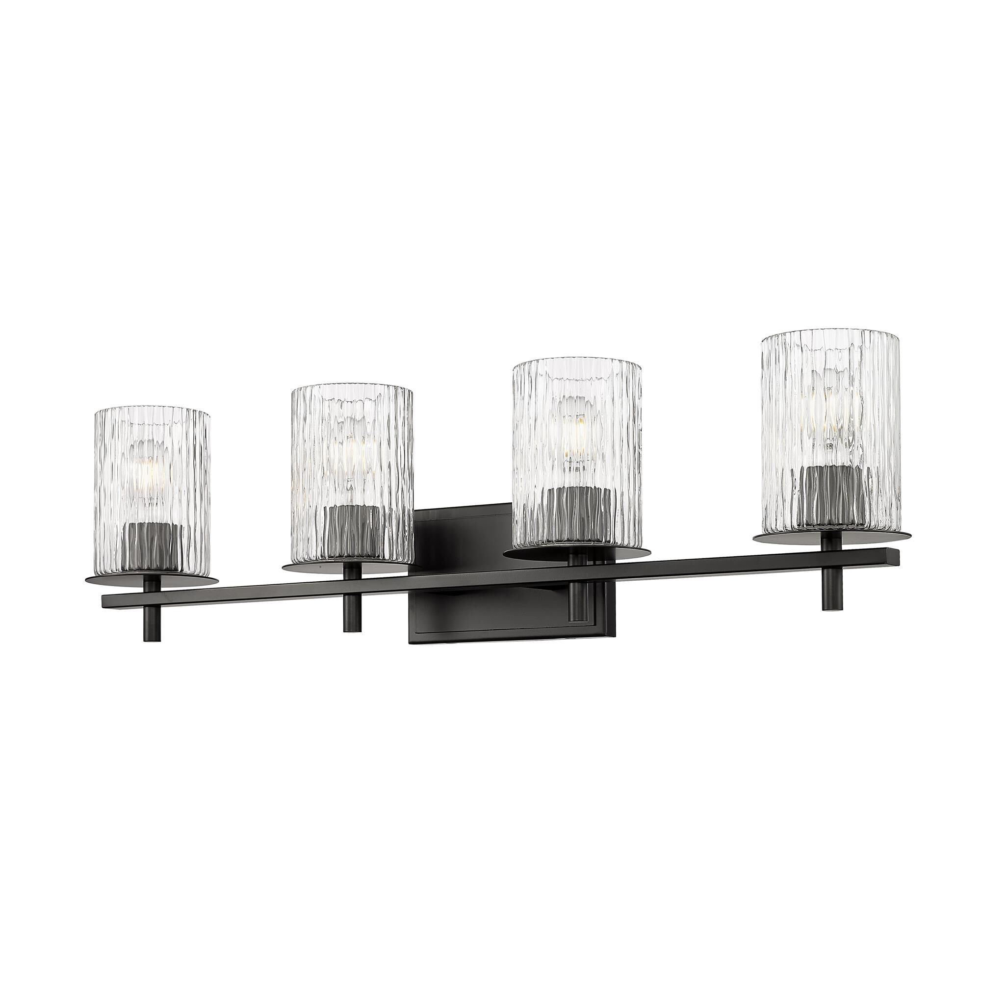 Shown in Matte Black finish and Clear + Etched Opal glass and Clear + Etched Opal shade