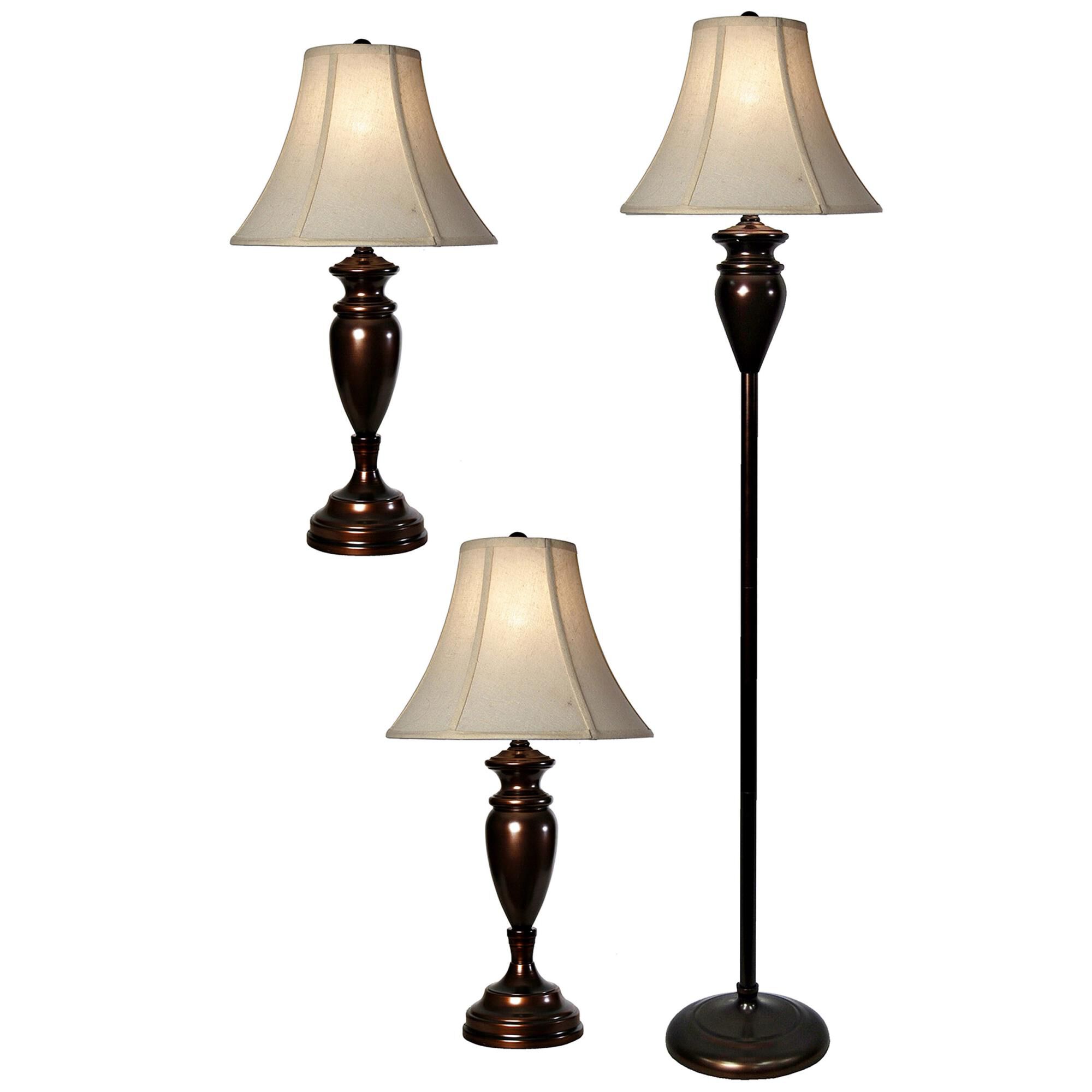 Shown in Dark Bronze finish and White Softback Fabric shade