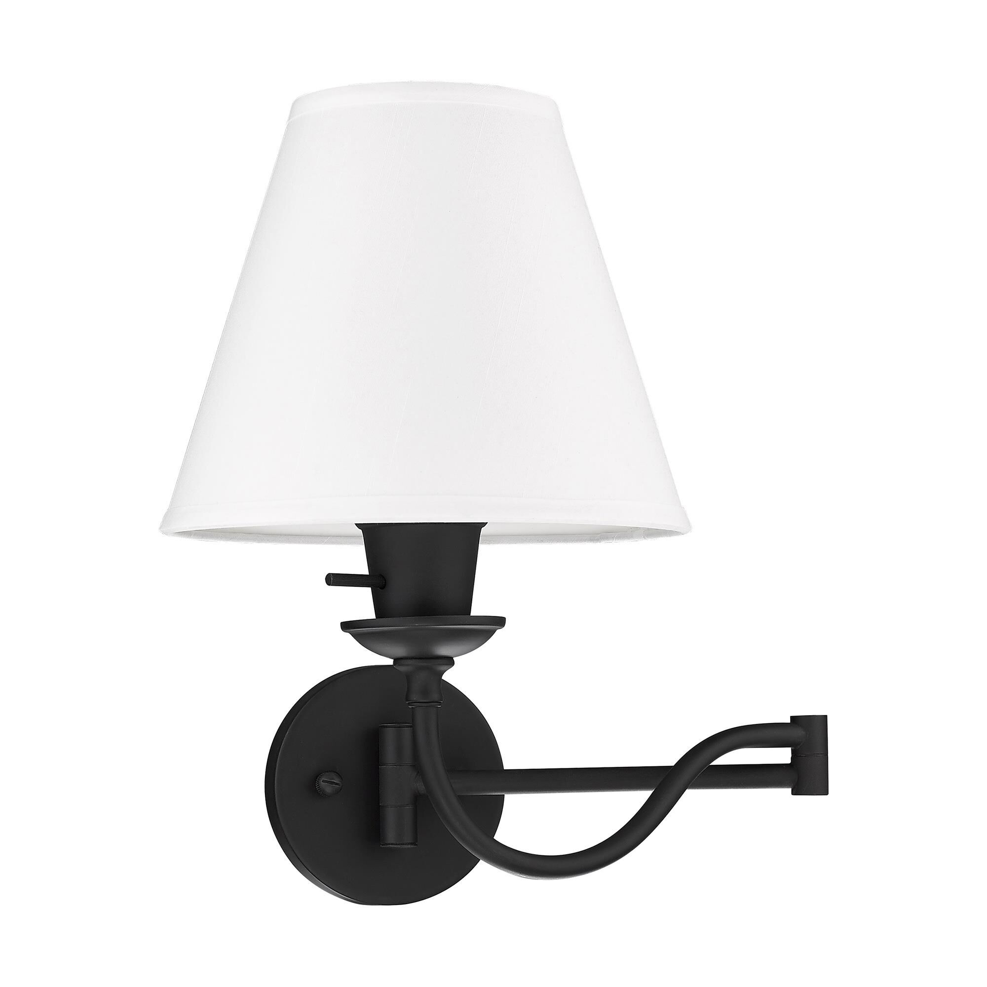 Shown in Black finish and Off White Linen Hard Back shade