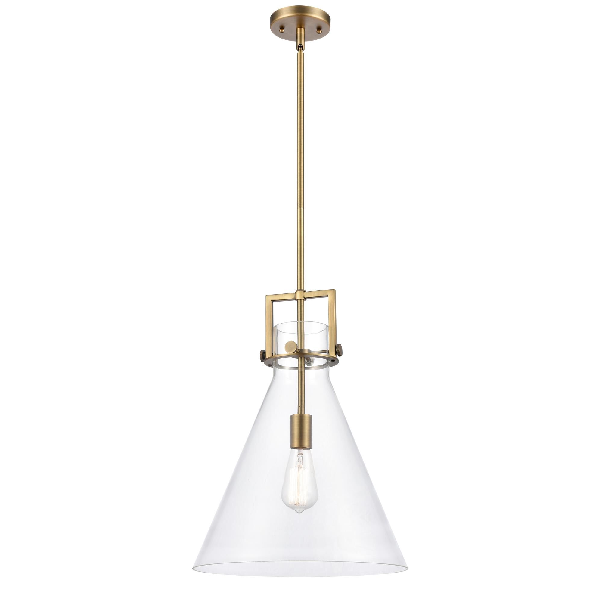 Shown in Brushed Brass finish and Clear glass