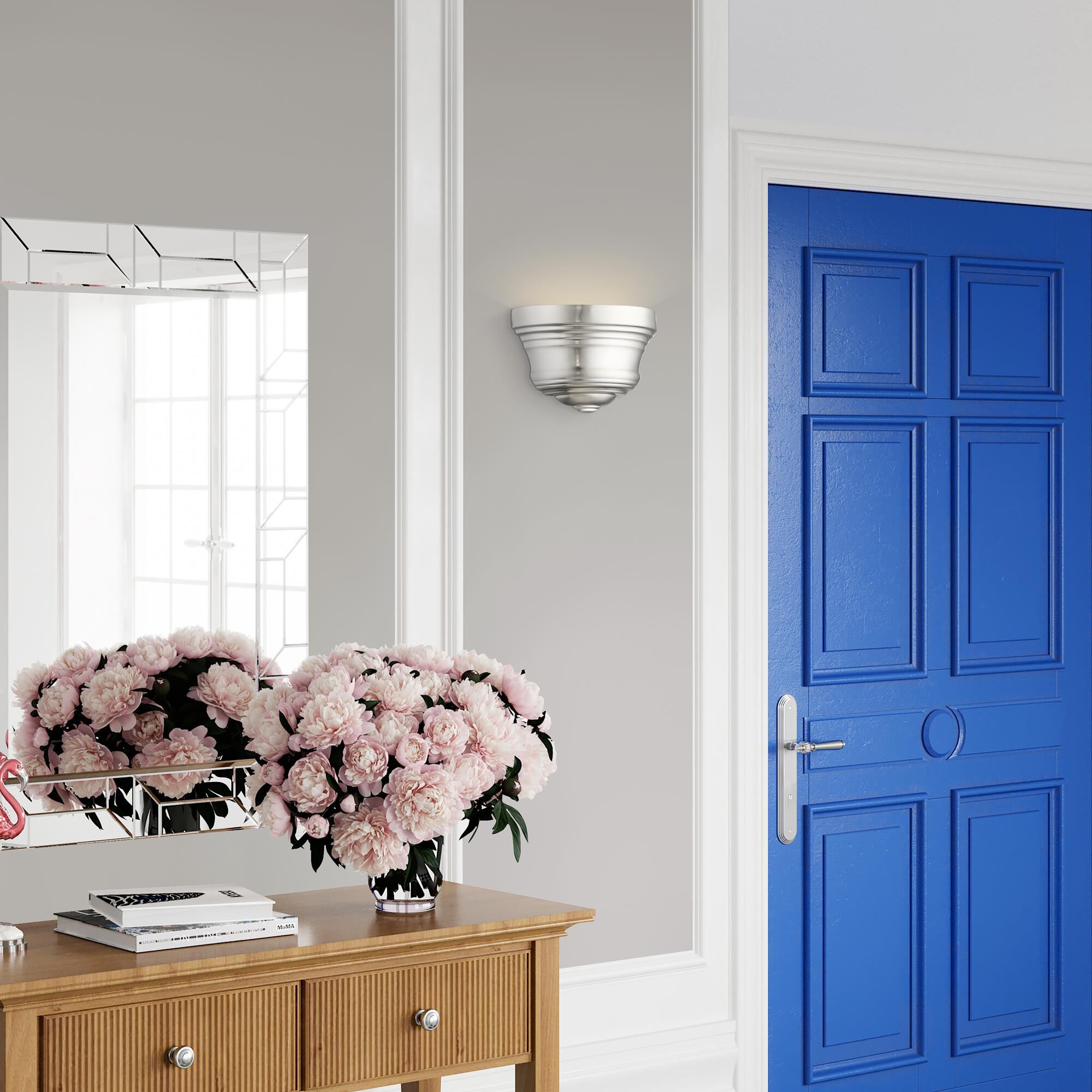 Shown in Brushed Nickel finish and Brushed Nickel Steel With Gold Finish Inside shade