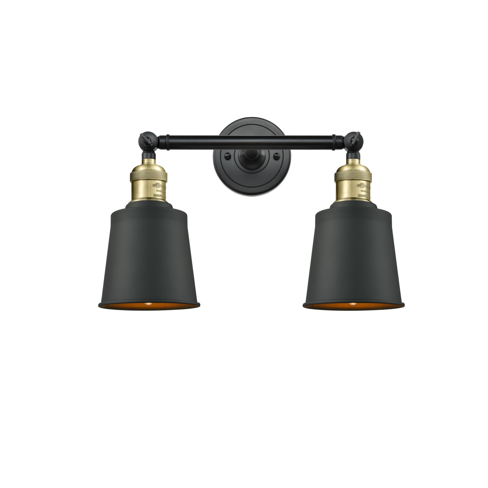 Shown in Black Antique Brass finish and Cone glass and Metal shade