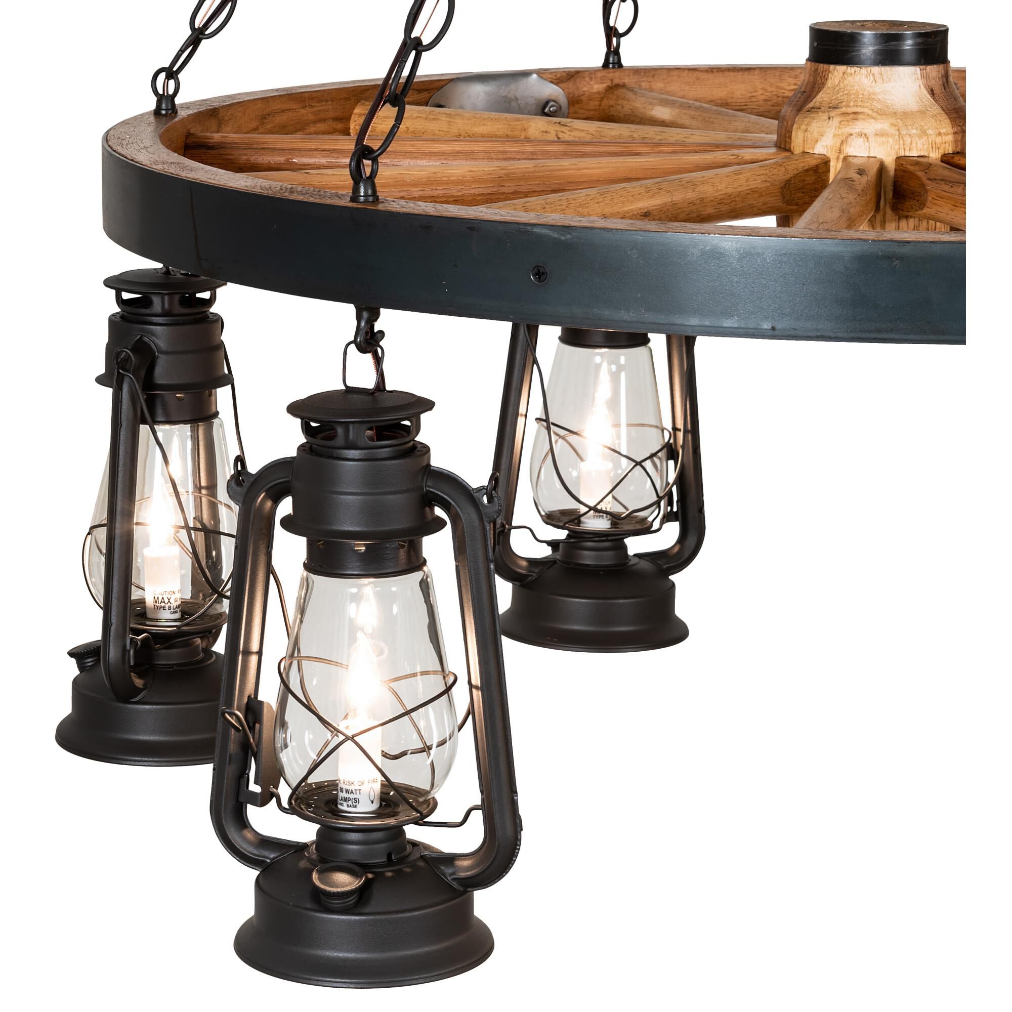 Shown in Natural Wood;Wrought Iron finish and Clear glass