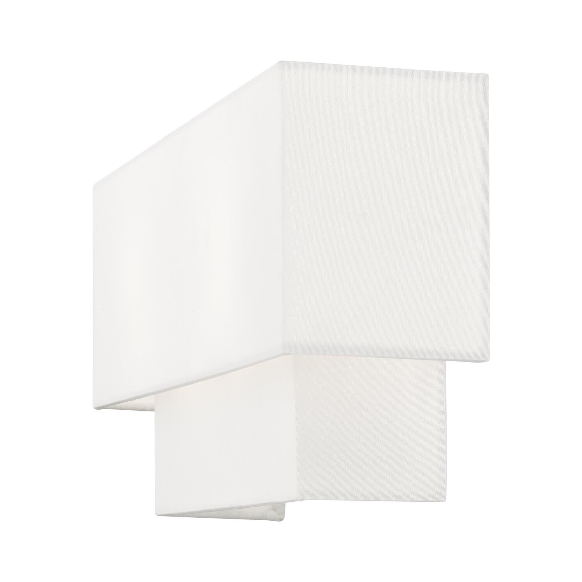 Shown in Brushed Nickel finish and Hand Crafted Off-White Fabric Outside & White Fabric Inside Hardback shade