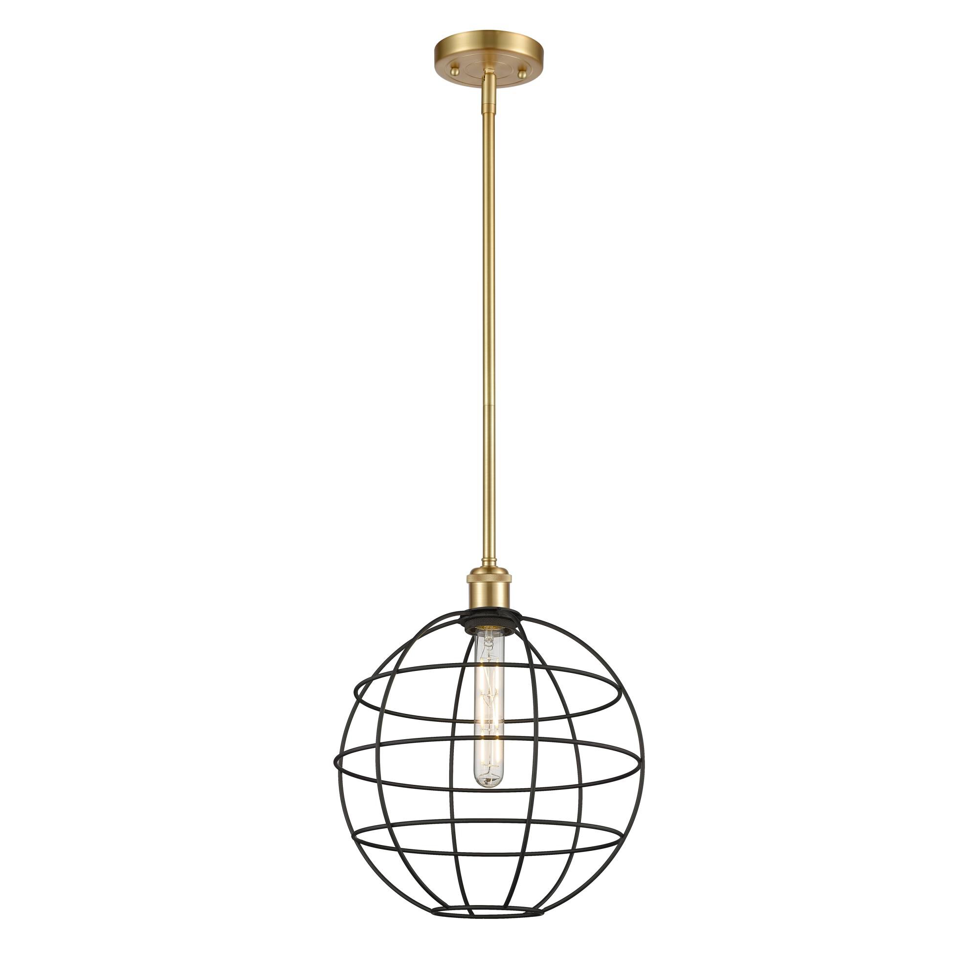 Shown in Satin Gold finish and Matte Black shade