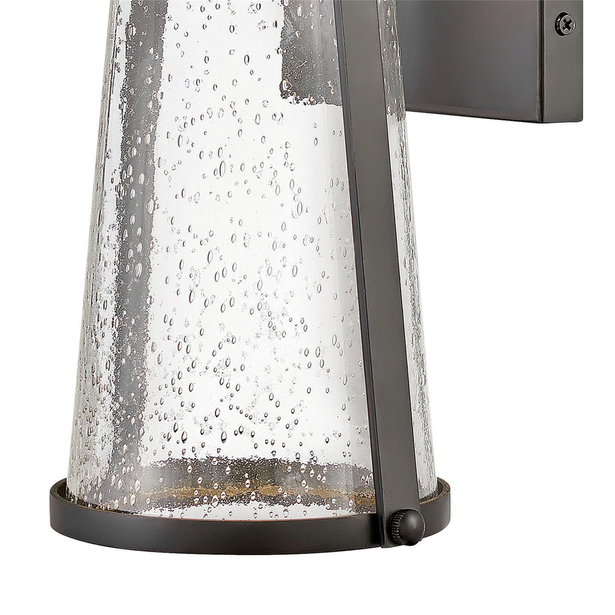 Shown in Black finish and Clear Seedy glass