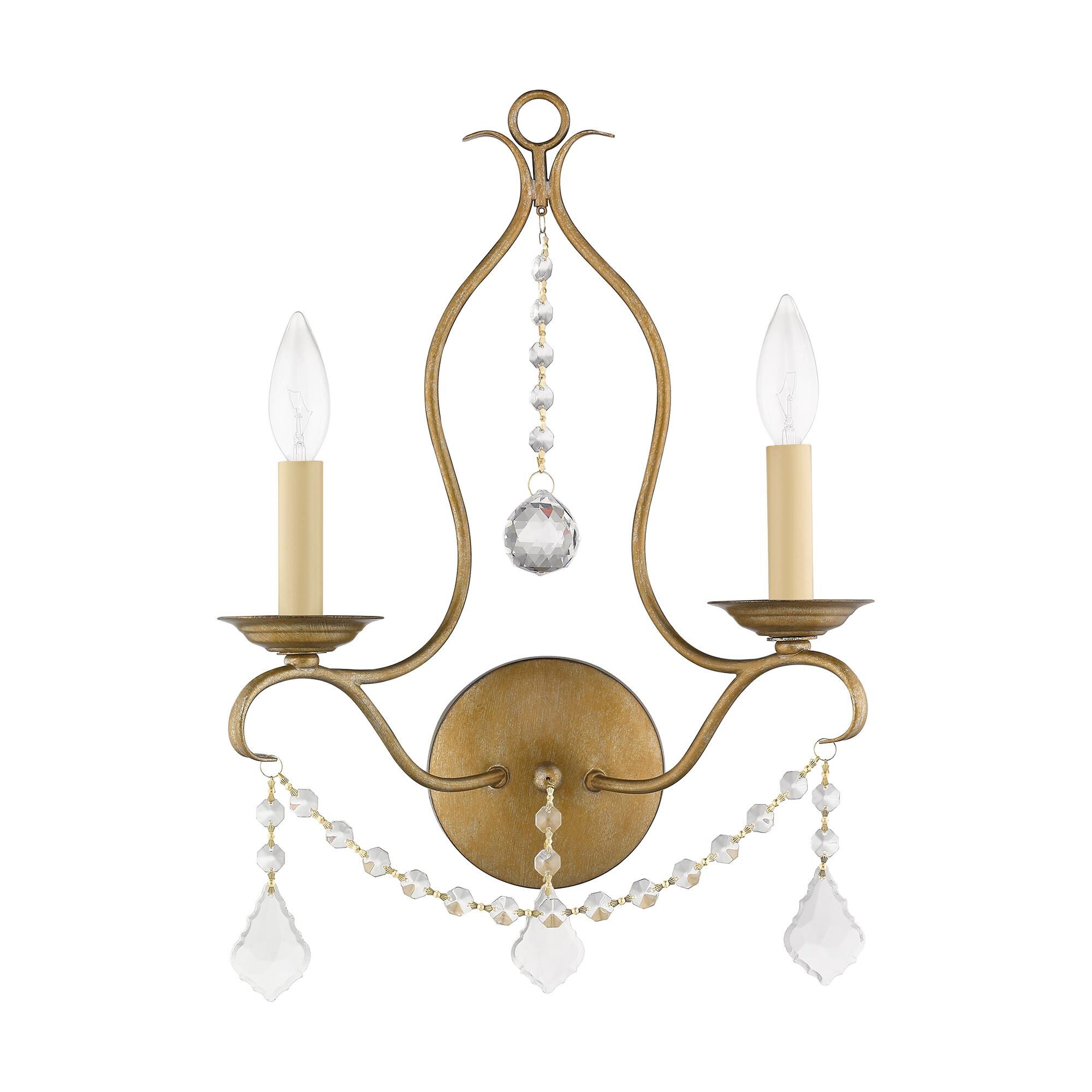 Shown in Antique Gold Leaf finish and Clear crystal