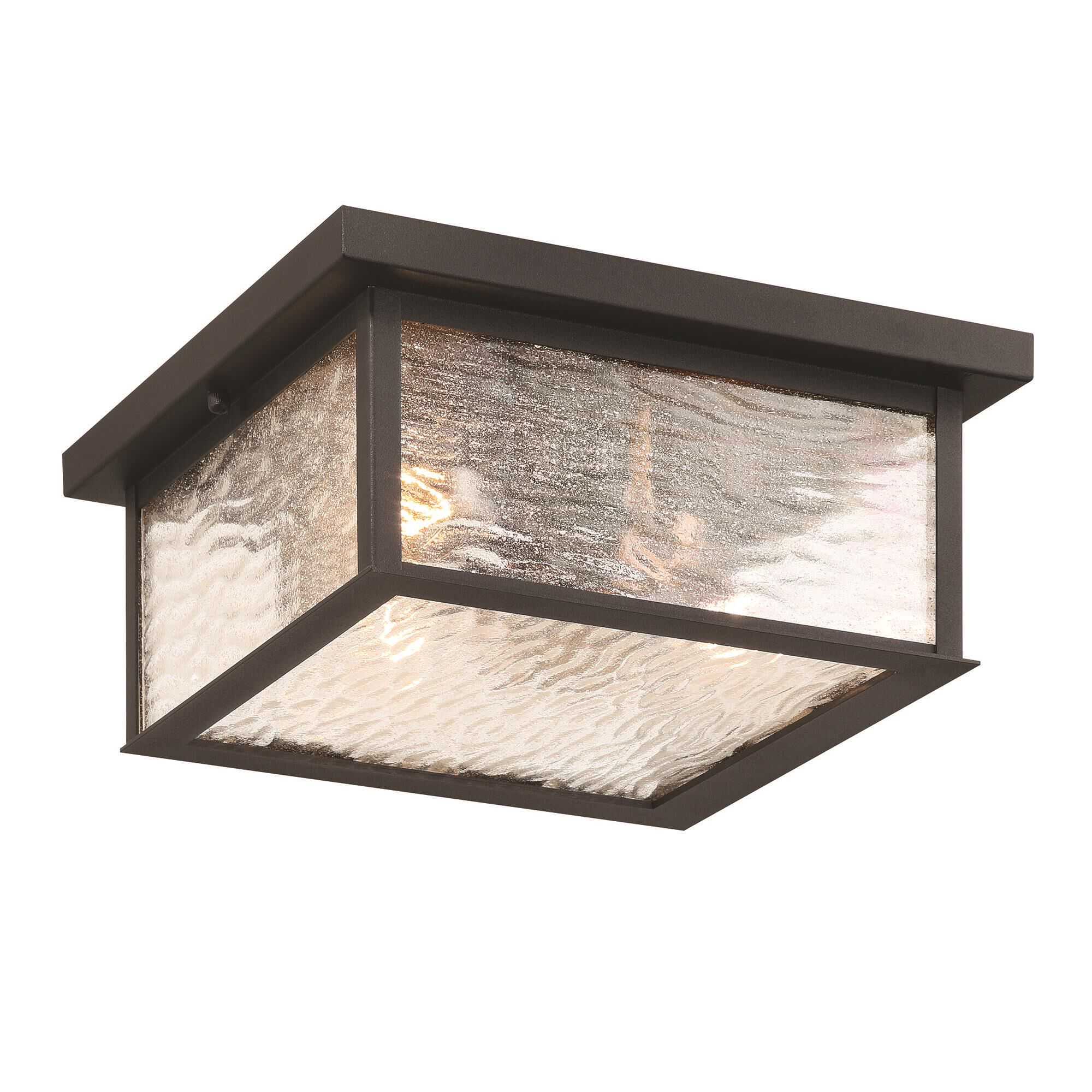 Shown in Black and Brass finish and Rain glass