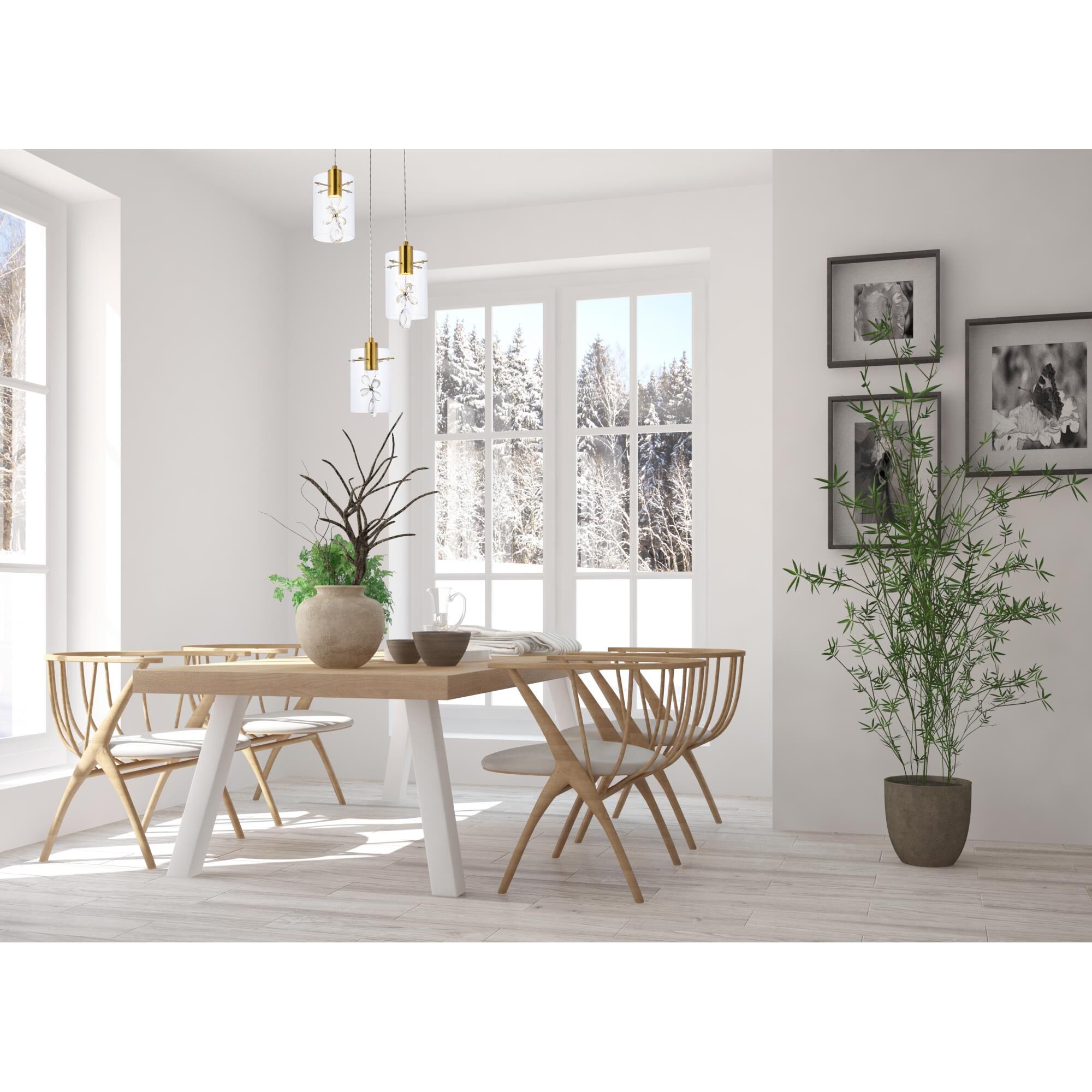 Hana 16 Inch 3 Light LED Multi Light Pendant by Elegant Lighting