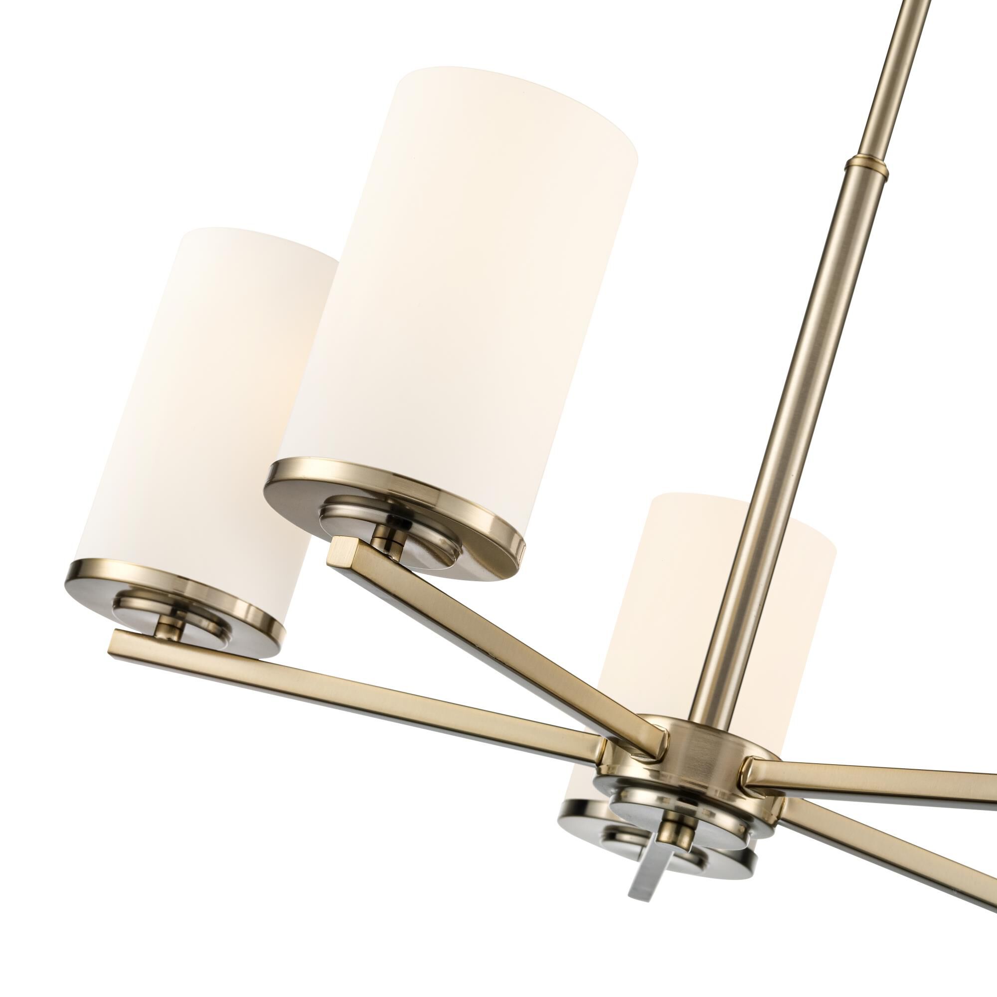 Shown in Modern Gold finish and Etched White glass