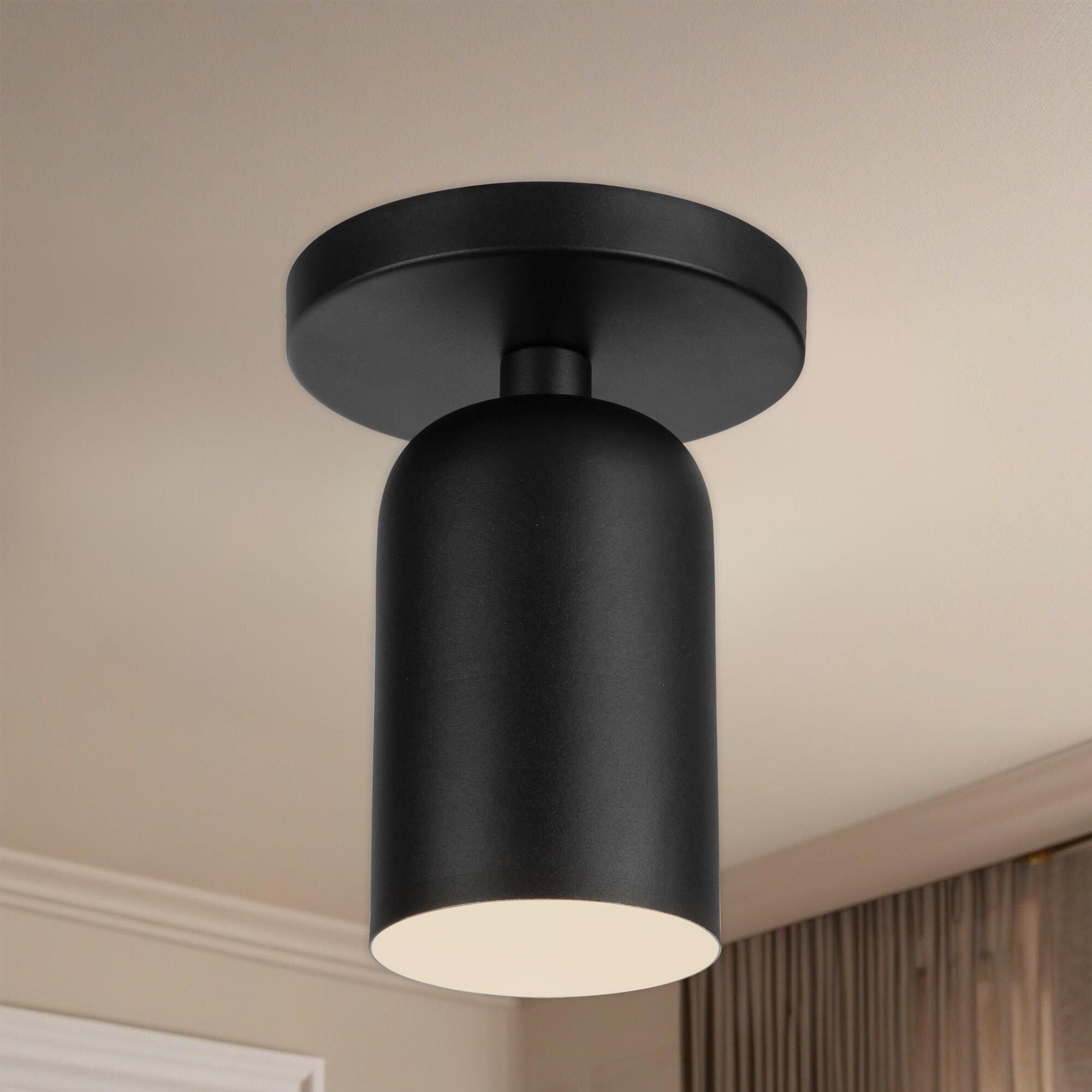 Shown in Black finish and No Glass glass and Steel shade