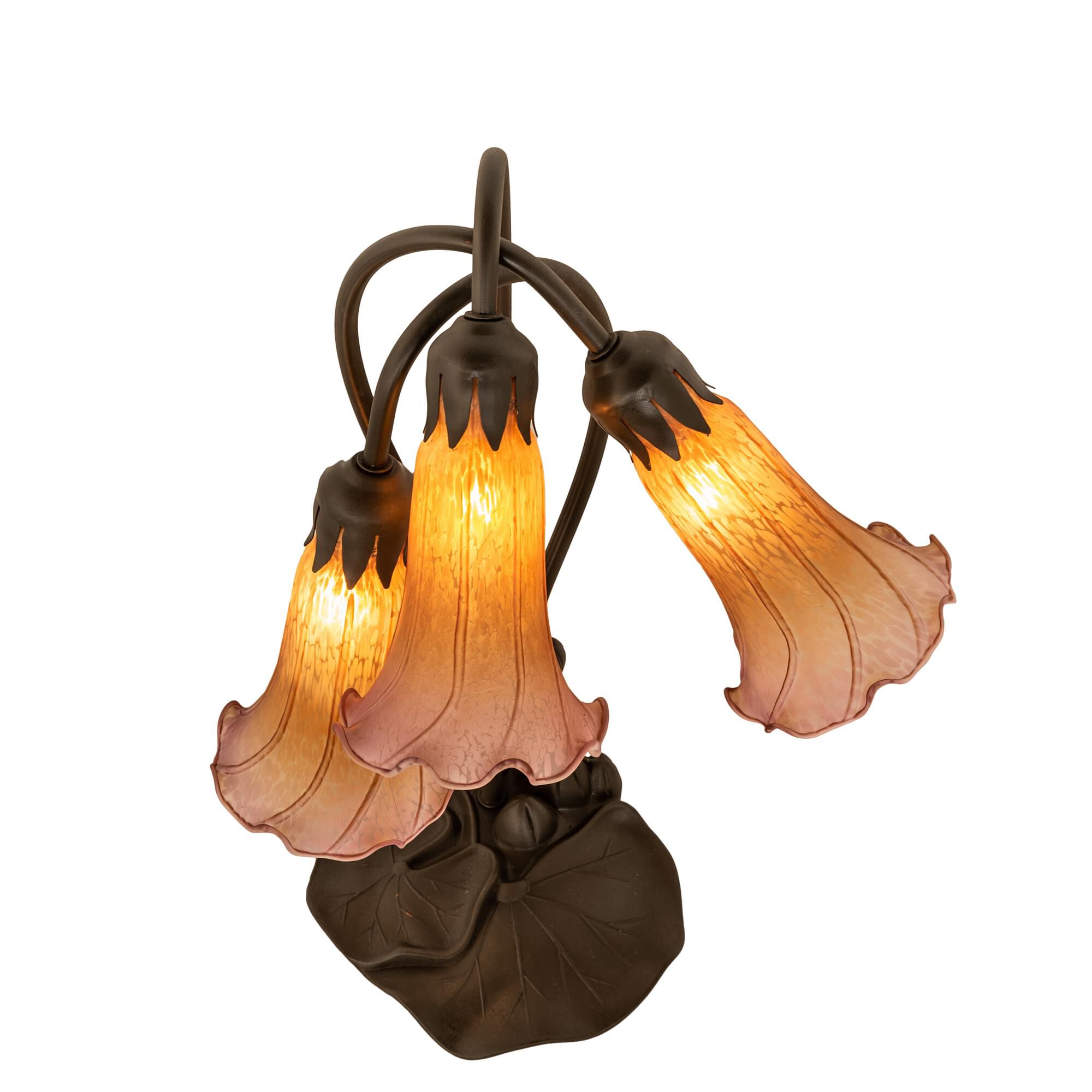 Shown in Mahogany Bronze finish and Pink;Amber /Acrylic;Violet glass