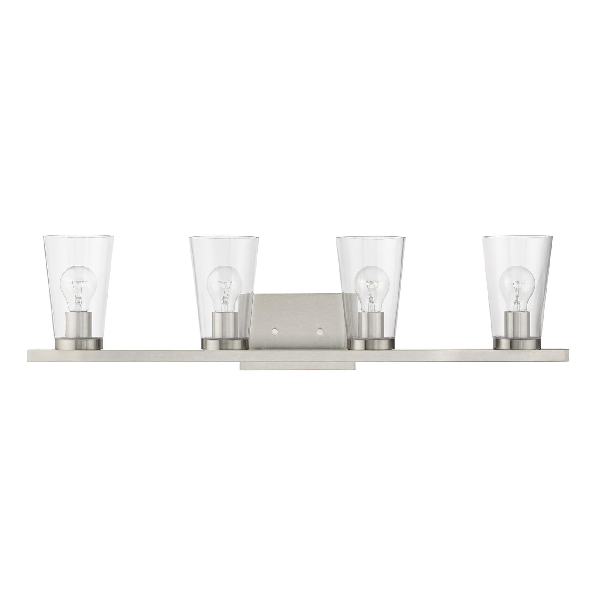 Shown in Brushed Nickel finish and Clear glass