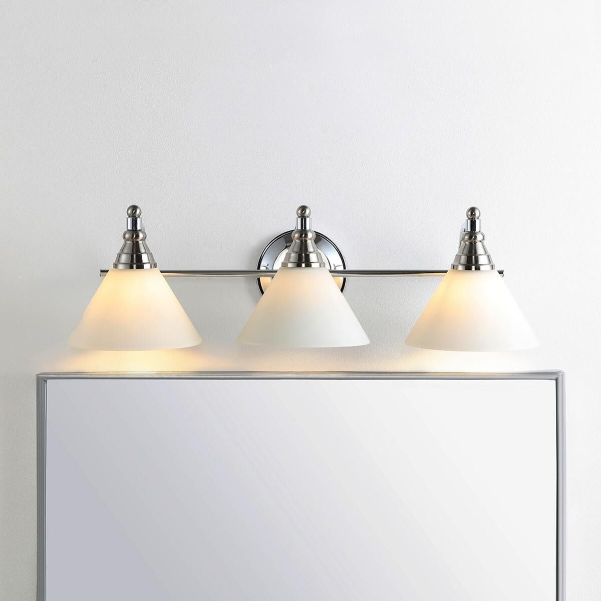 Shown in Nickel and White finish and Frosted glass