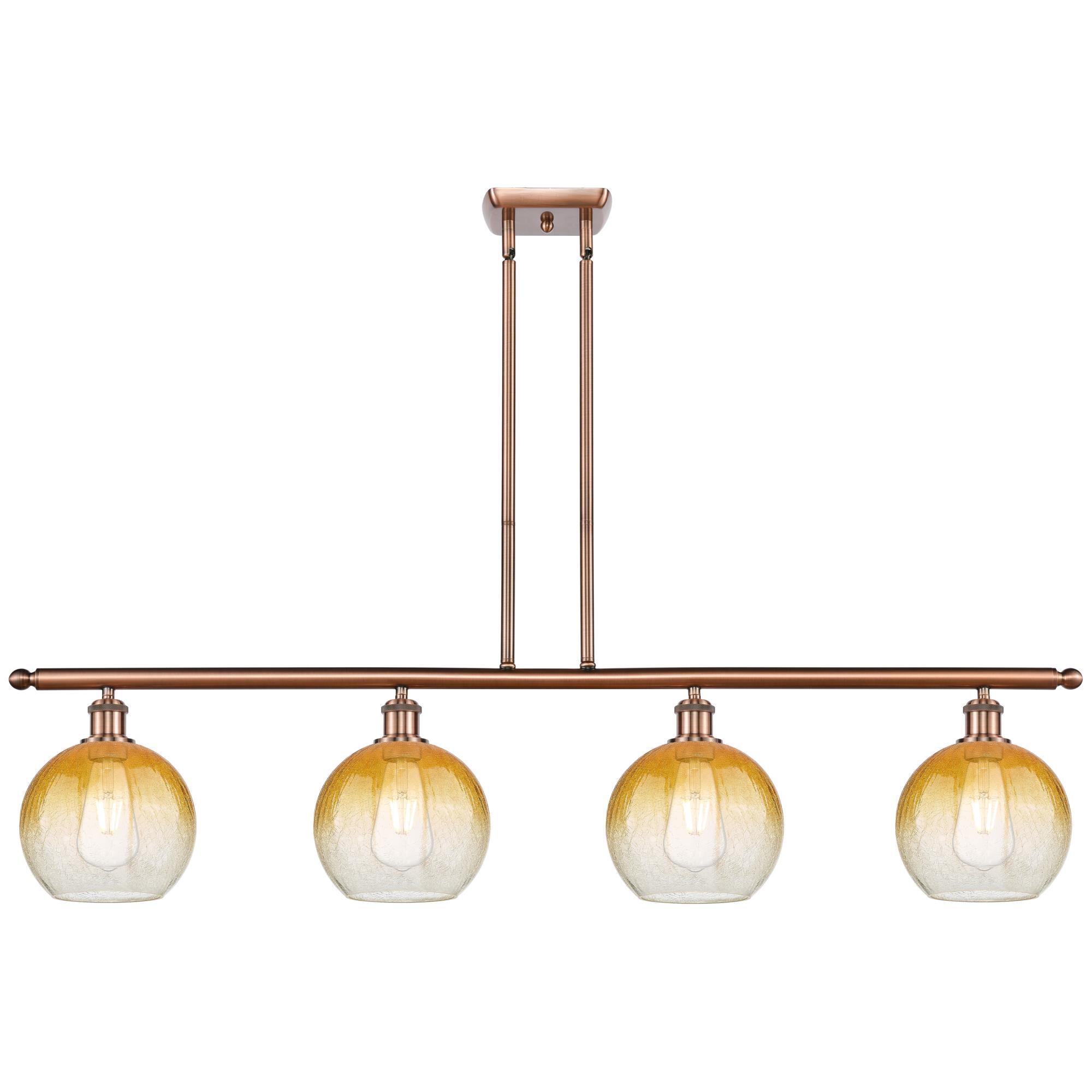 Shown in Antique Copper finish and Amber glass