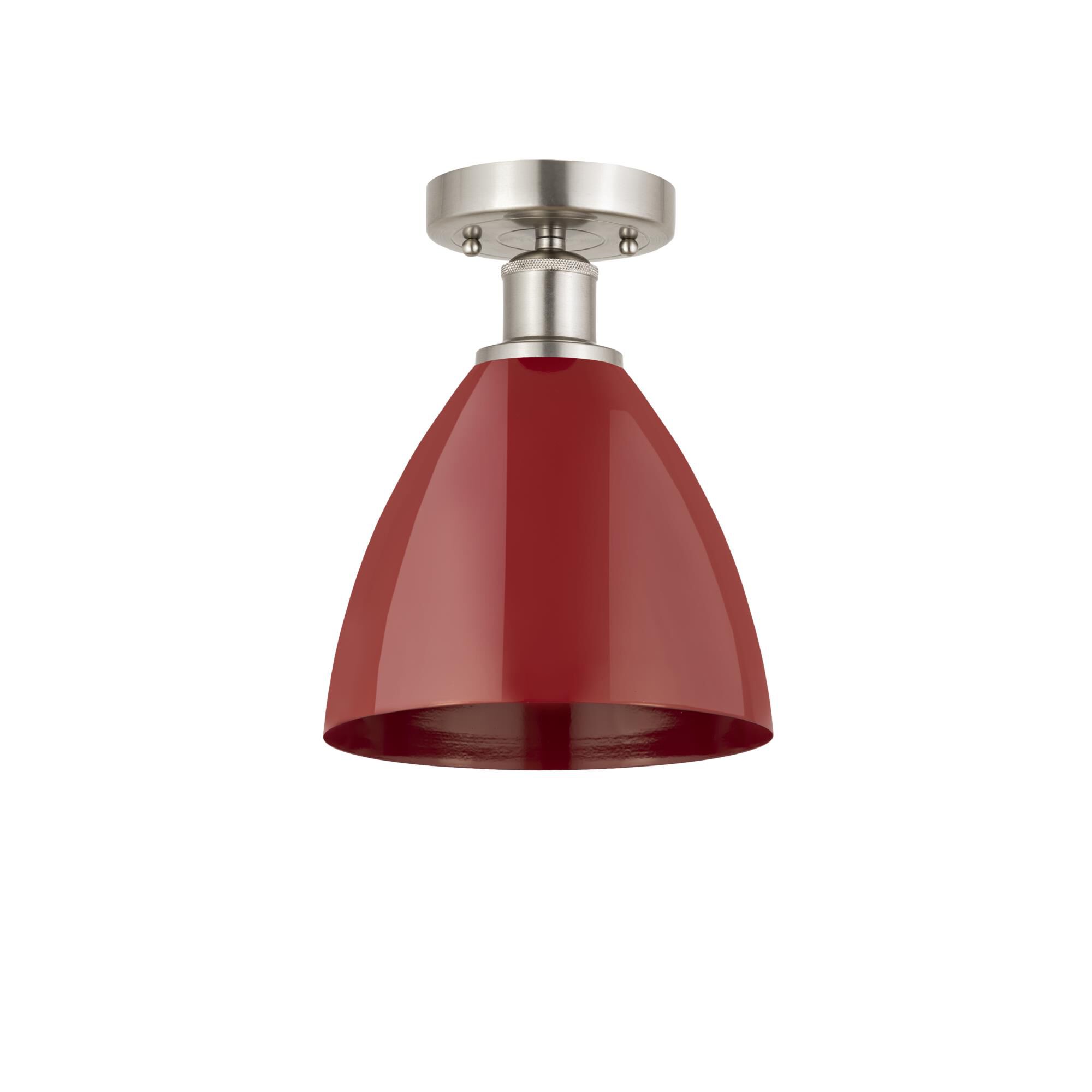 Shown in Brushed Satin Nickel and Red finish and Red Metal shade