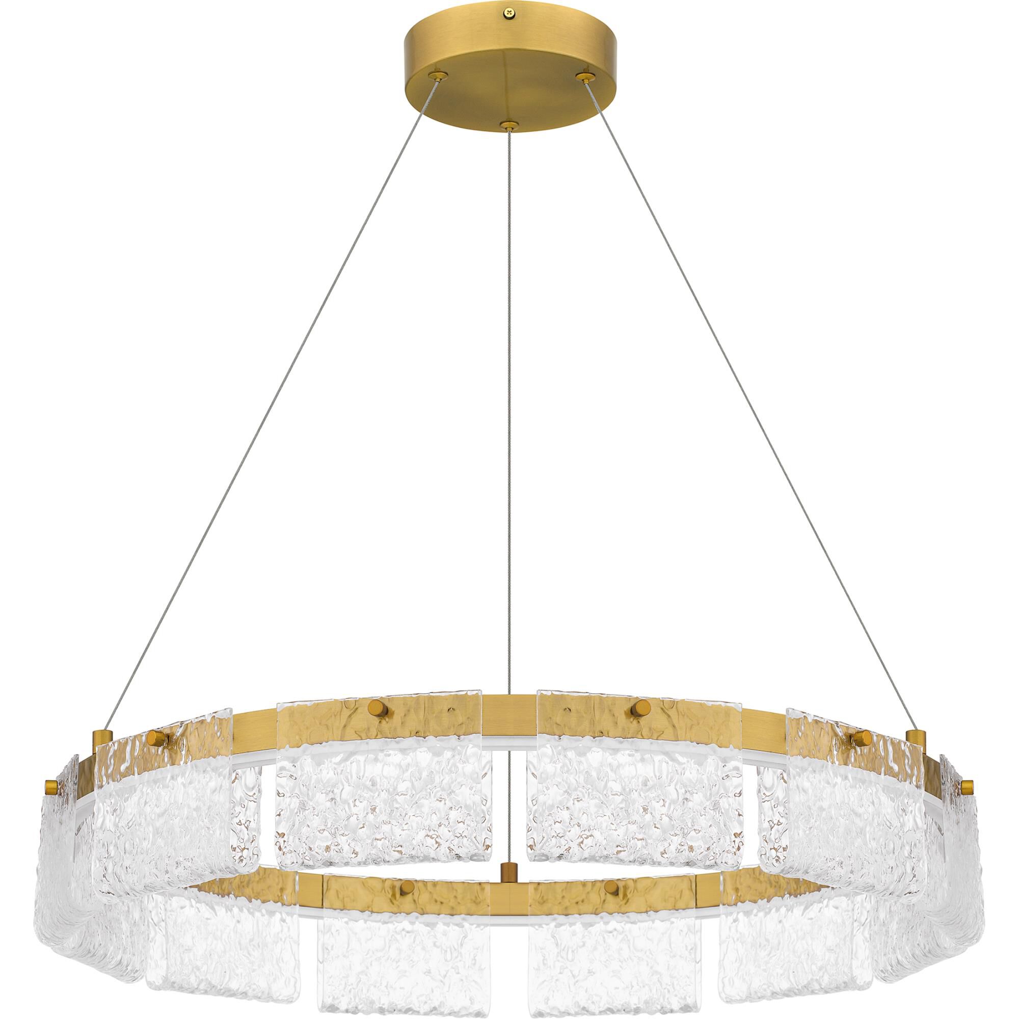 Shown in Brushed Gold finish and Clear Hammered Acylic shade