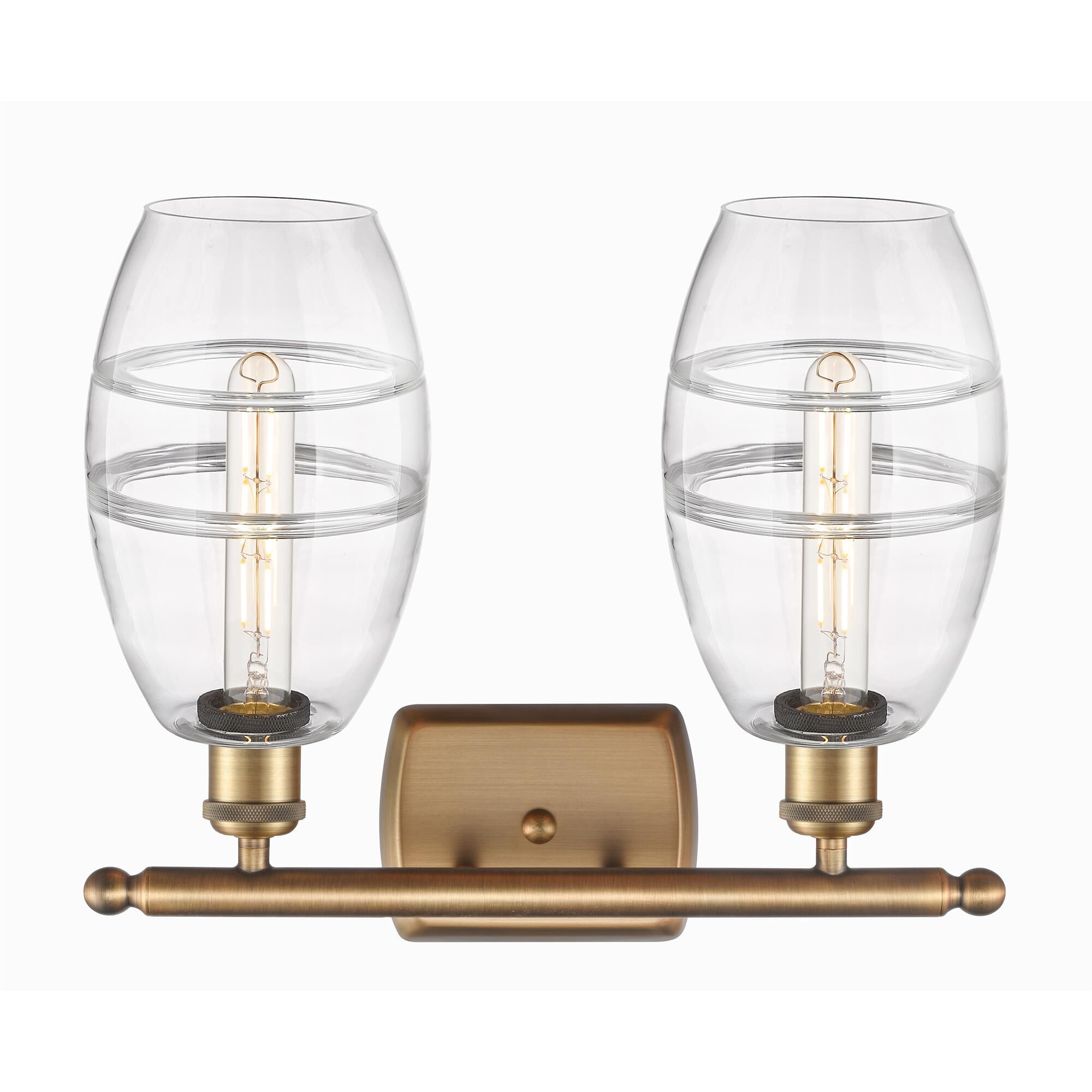 Shown in Brushed Brass finish and Clear glass