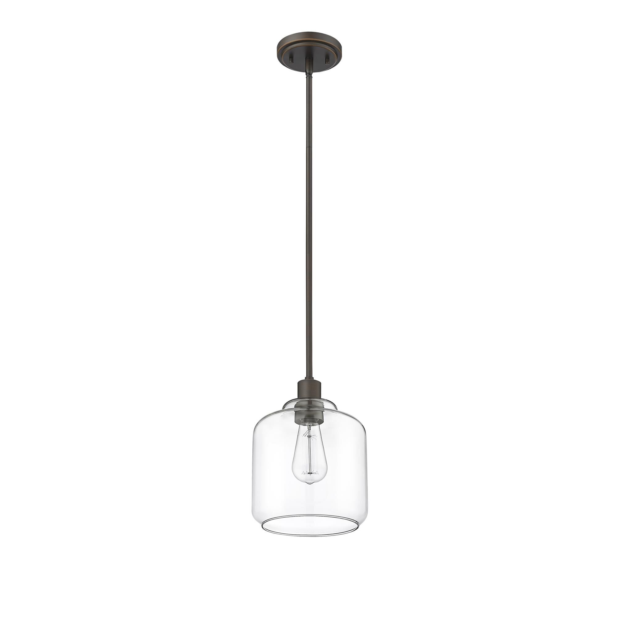 Shown in Rubbed Bronze finish and Clear glass