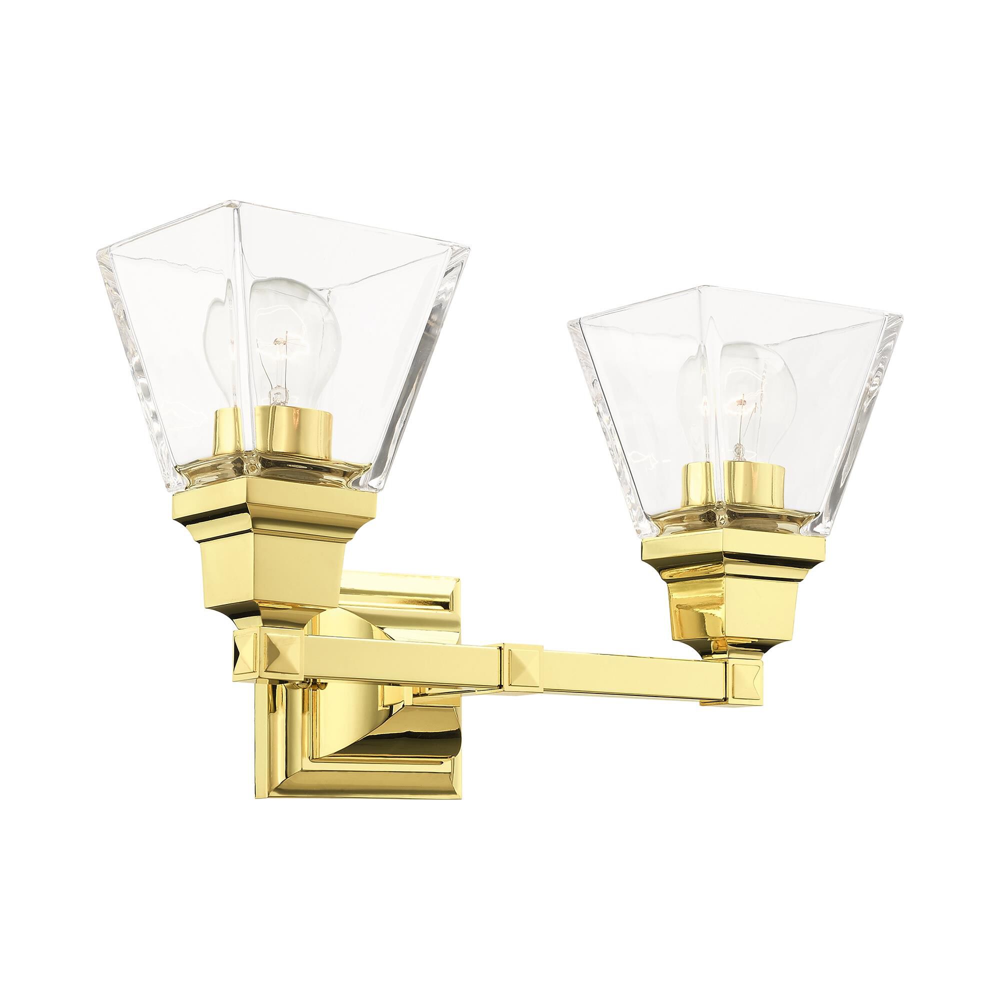 Shown in Polished Brass finish and Clear glass and Clear Glass shade