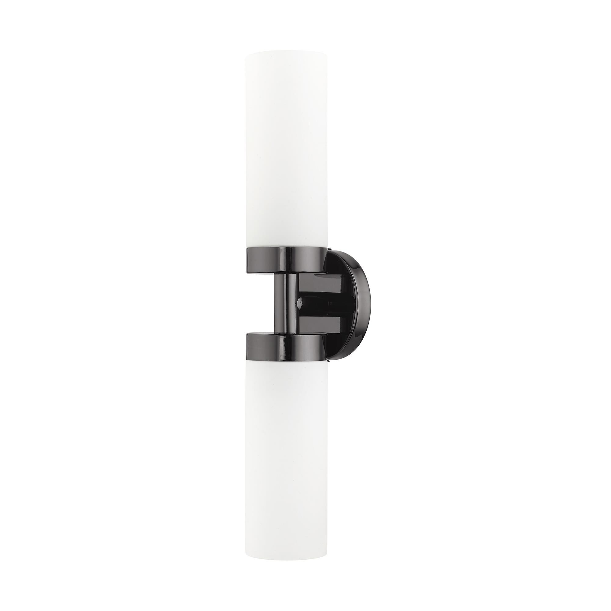 Shown in Black Chrome finish and Hand Blown Satin Opal White glass
