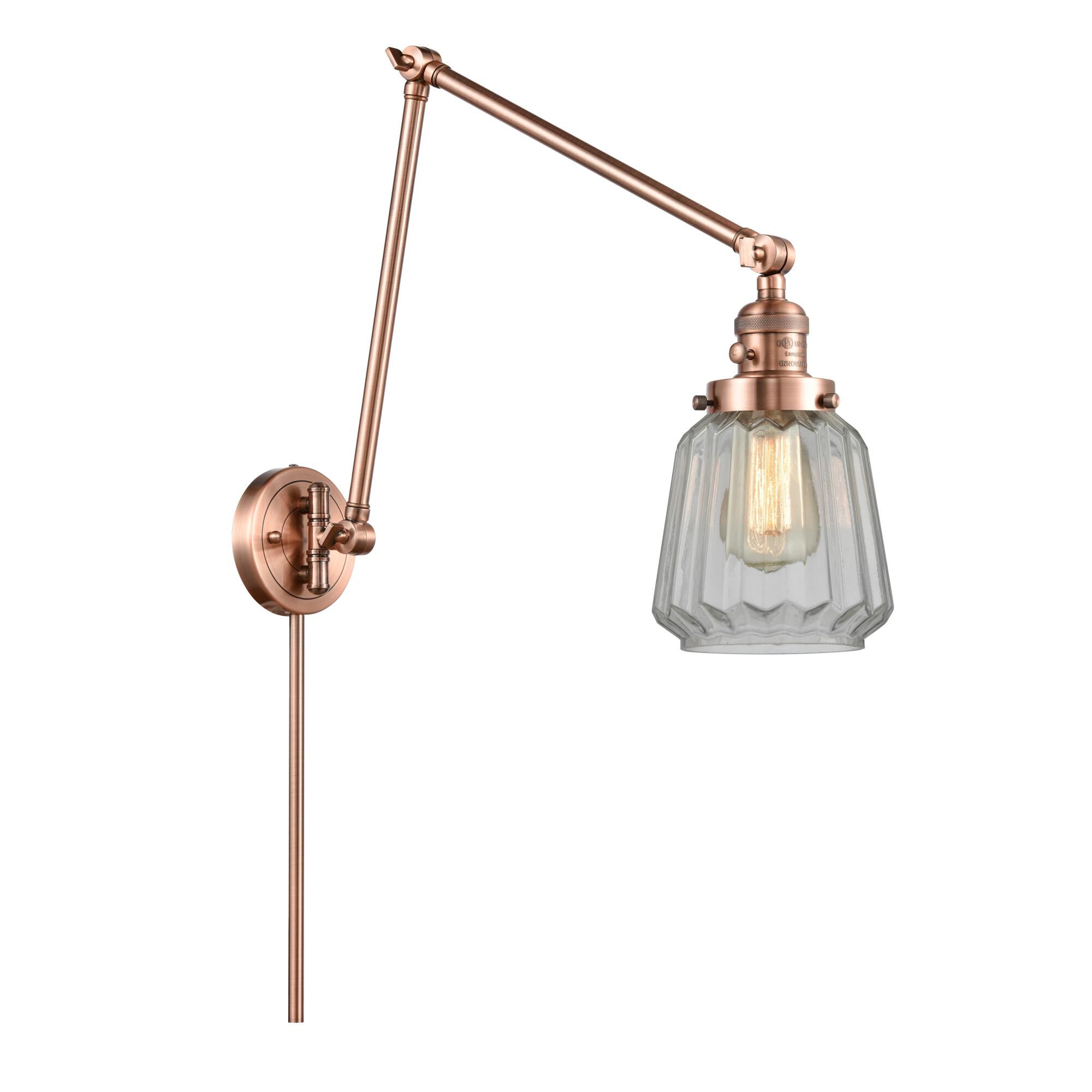 Shown in Antique Copper finish and Clear Chatham glass