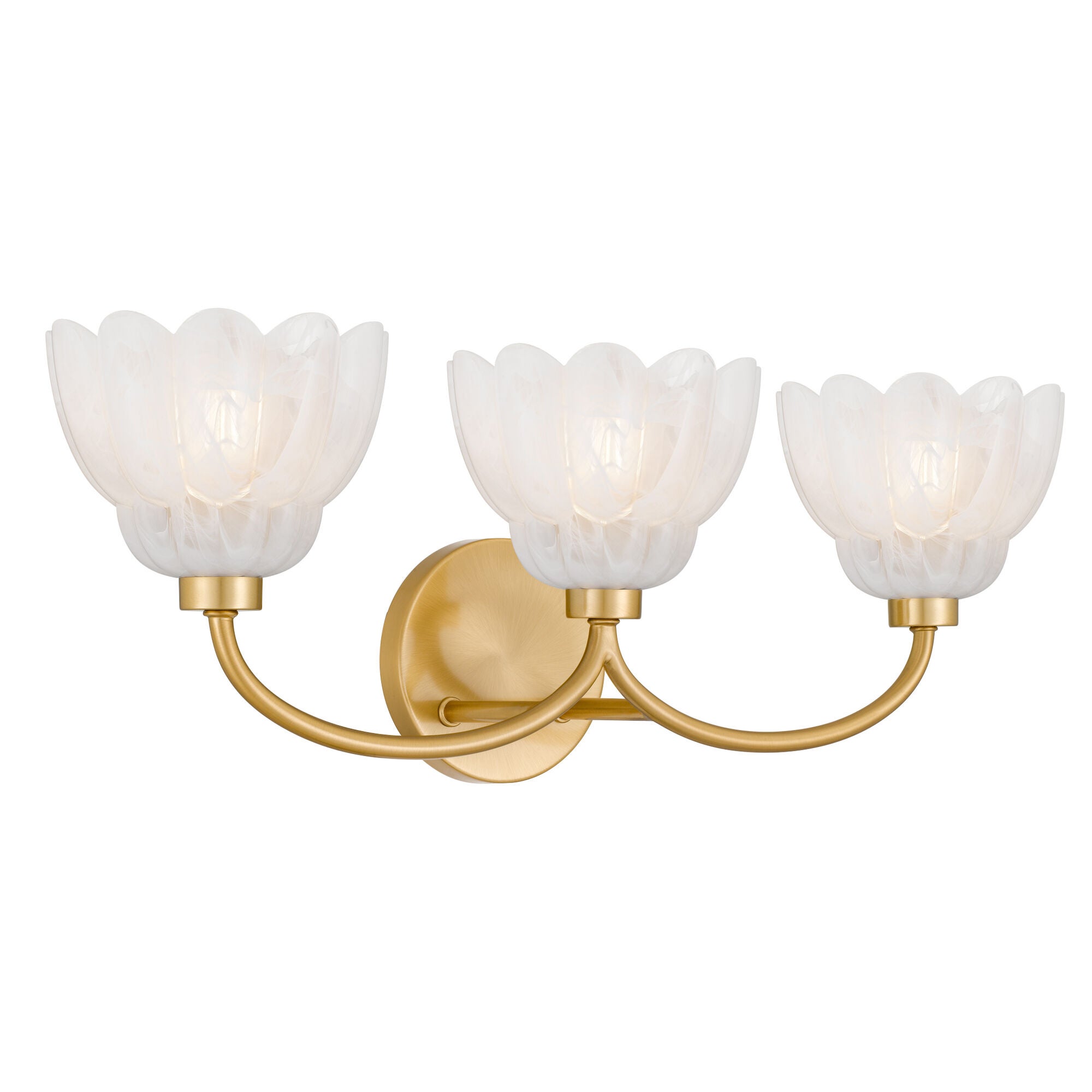 Shown in Brushed Gold finish and Alabaster Glass shade