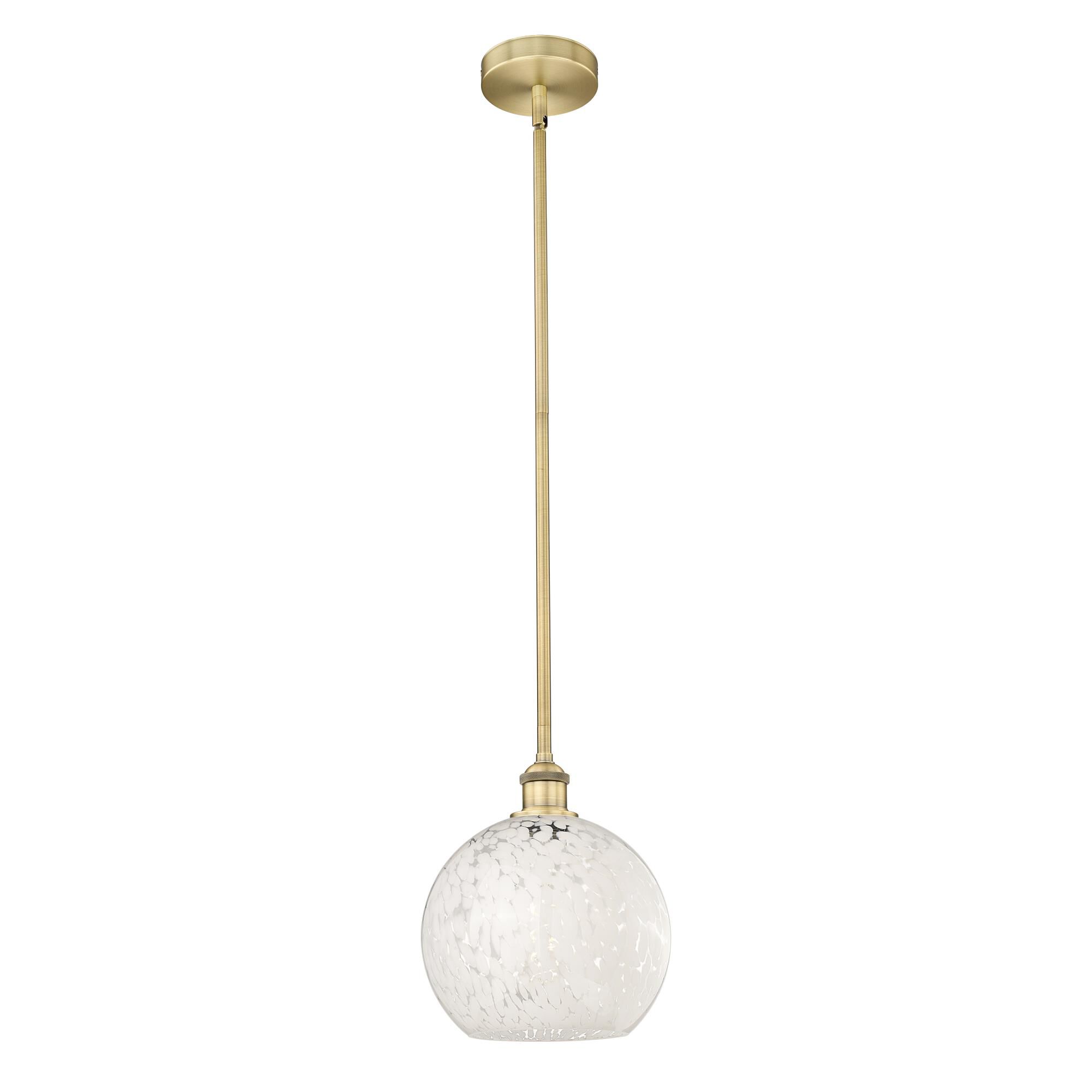 Shown in Brushed Brass finish and White Mouchette glass