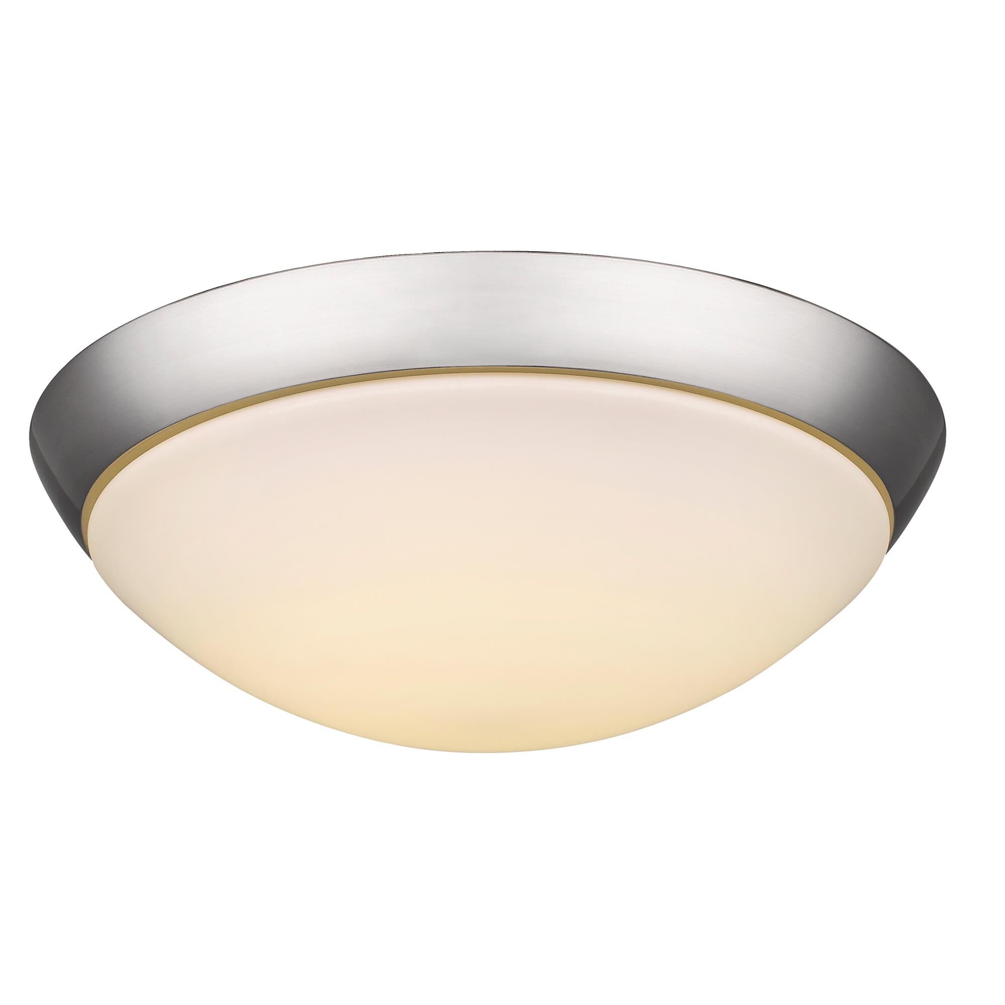 Shown in Satin Nickel finish and White glass and Frosted White Glass Diffuser shade