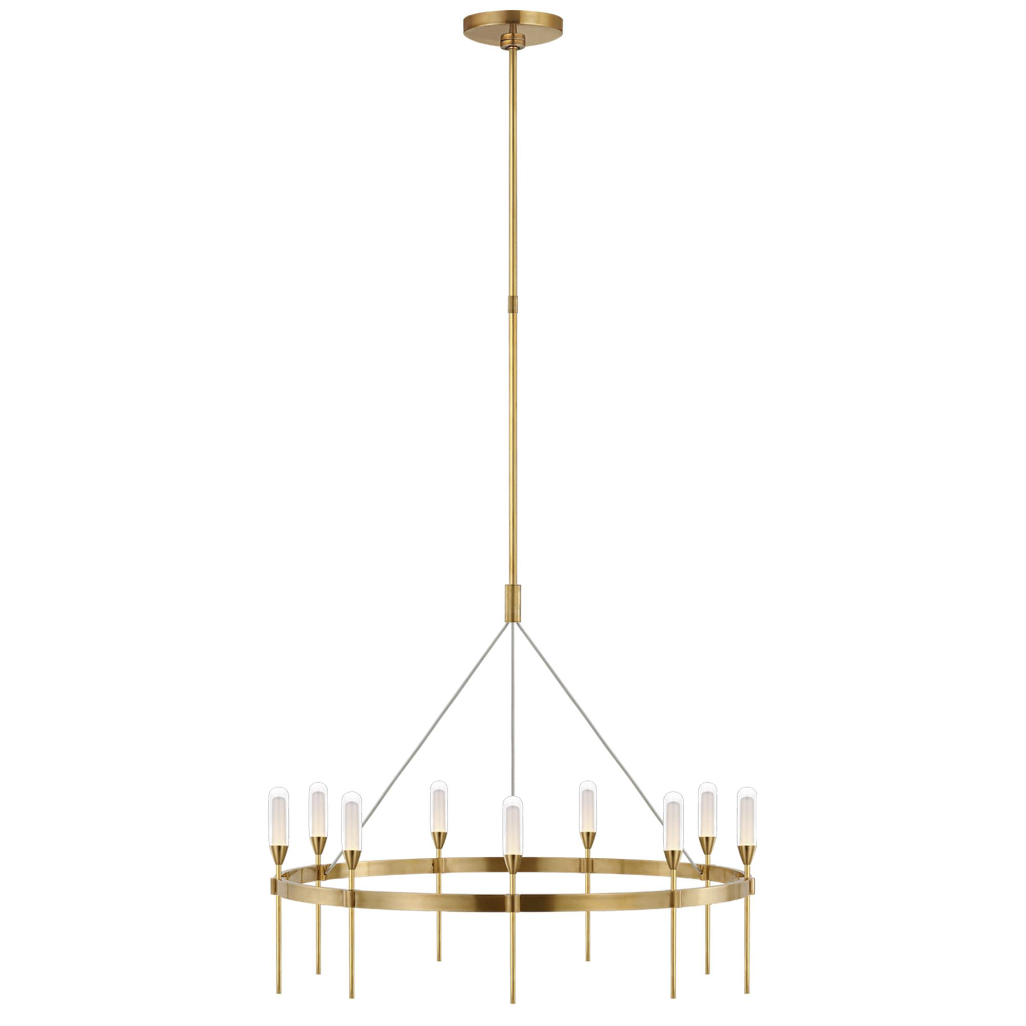 Shown in Natural Brass finish and Clear glass