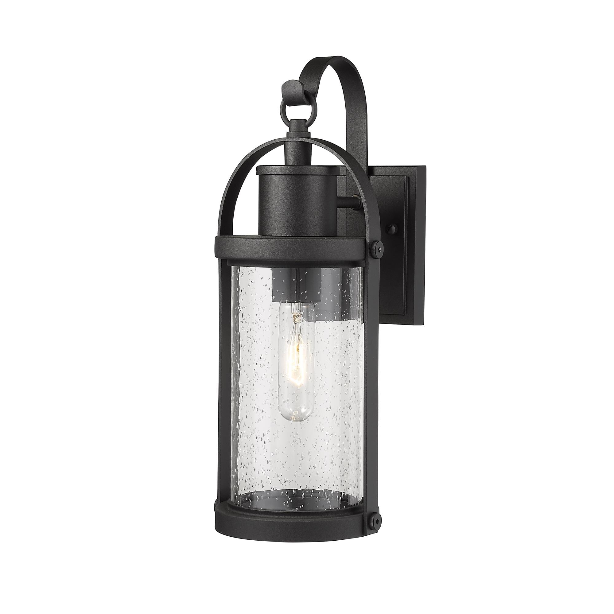 Shown in Black finish and Glass shade