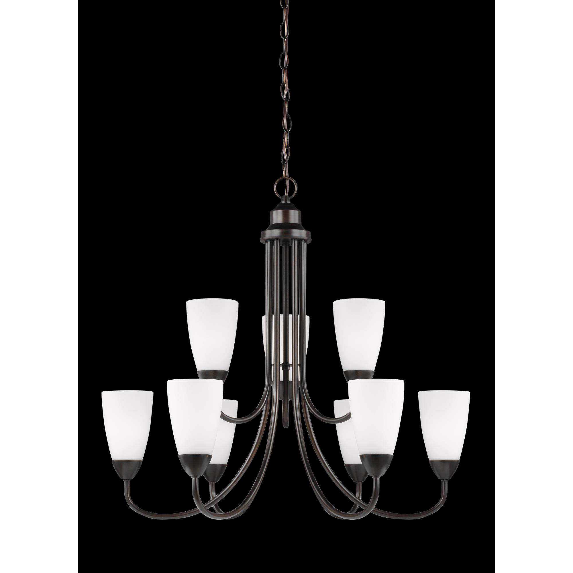 Shown in Bronze finish and Etched / White Inside  Shades glass and Etched / White Inside Glass s shade