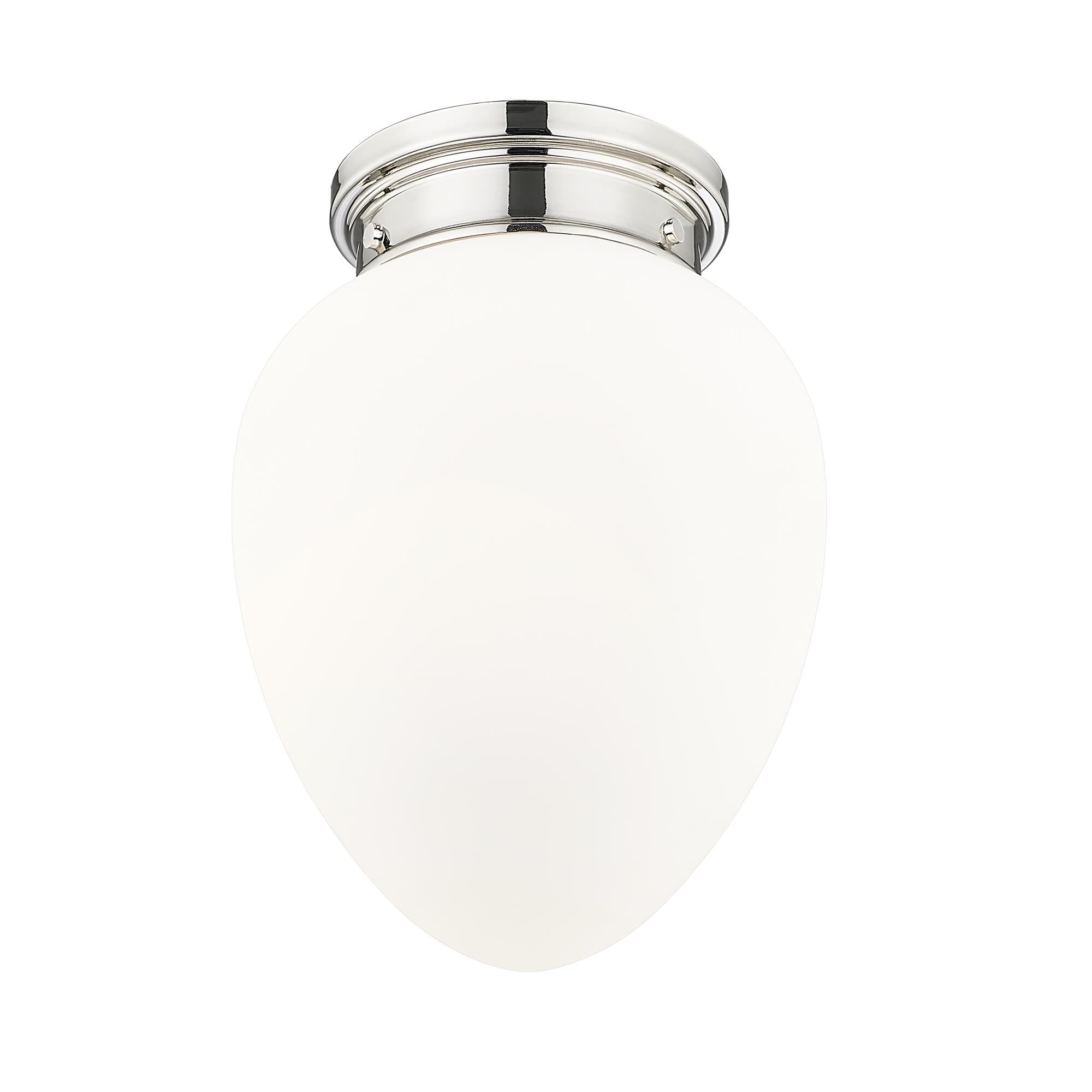 Shown in Polished Nickel finish and Etched Opal glass and Etched Opal shade