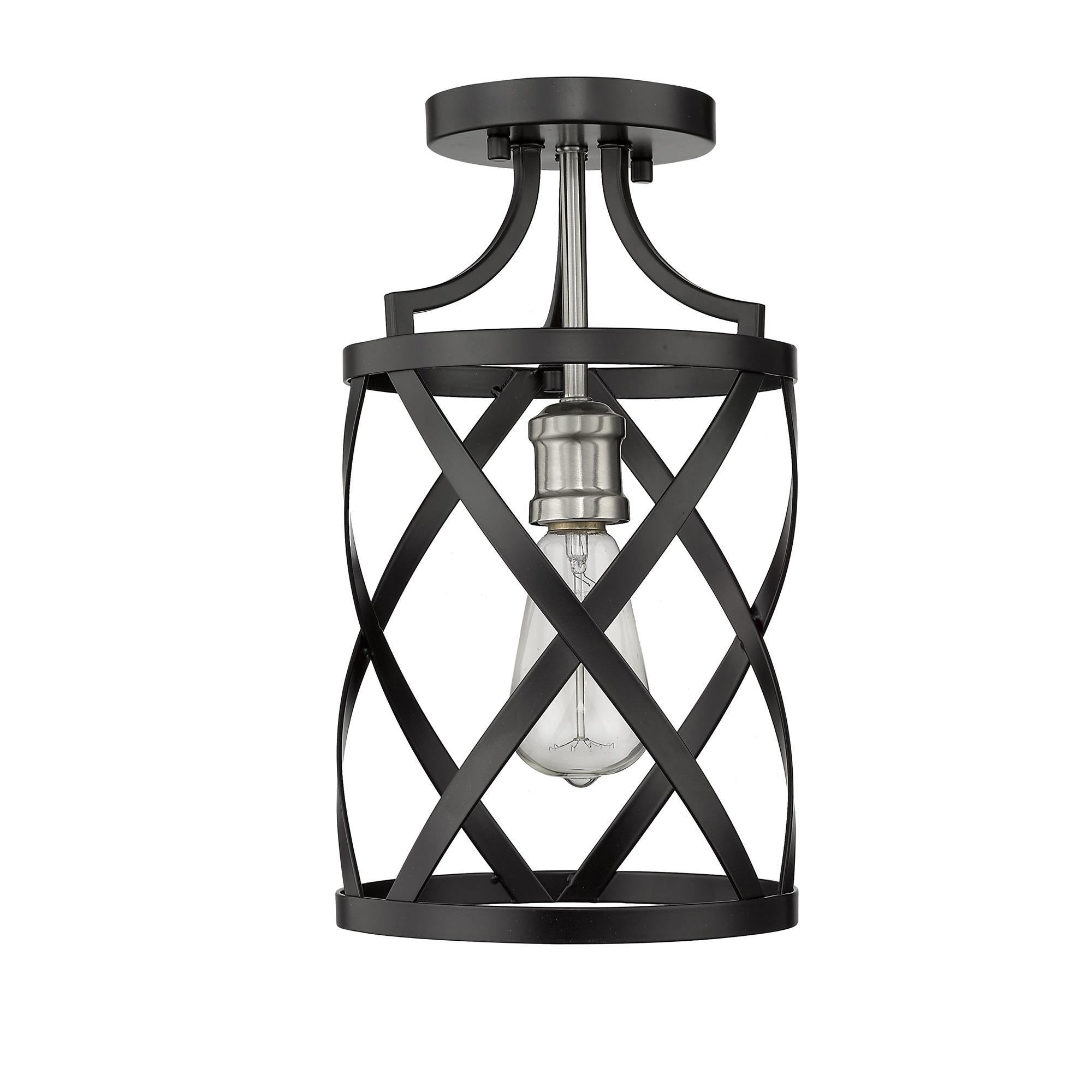 Shown in Matte Black + Brushed Nickel finish and --- glass and --- shade