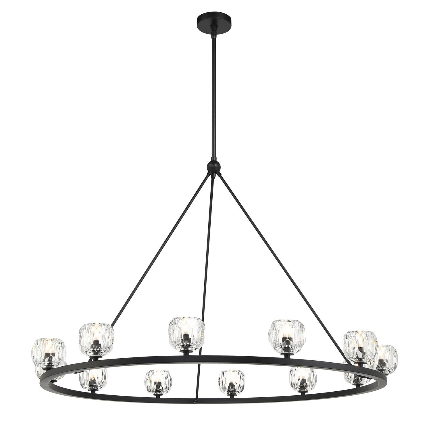 Shown in Matte Black finish and Faceted Cut crystal and Crystal shade