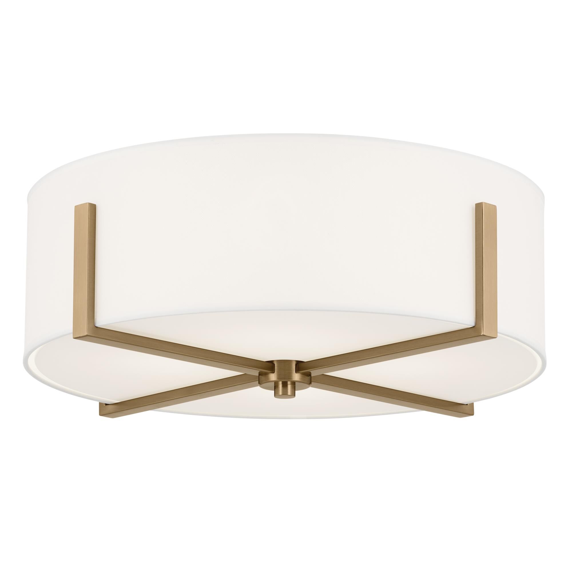 Shown in Champagne Bronze finish and Fabric and Drum Linen shade