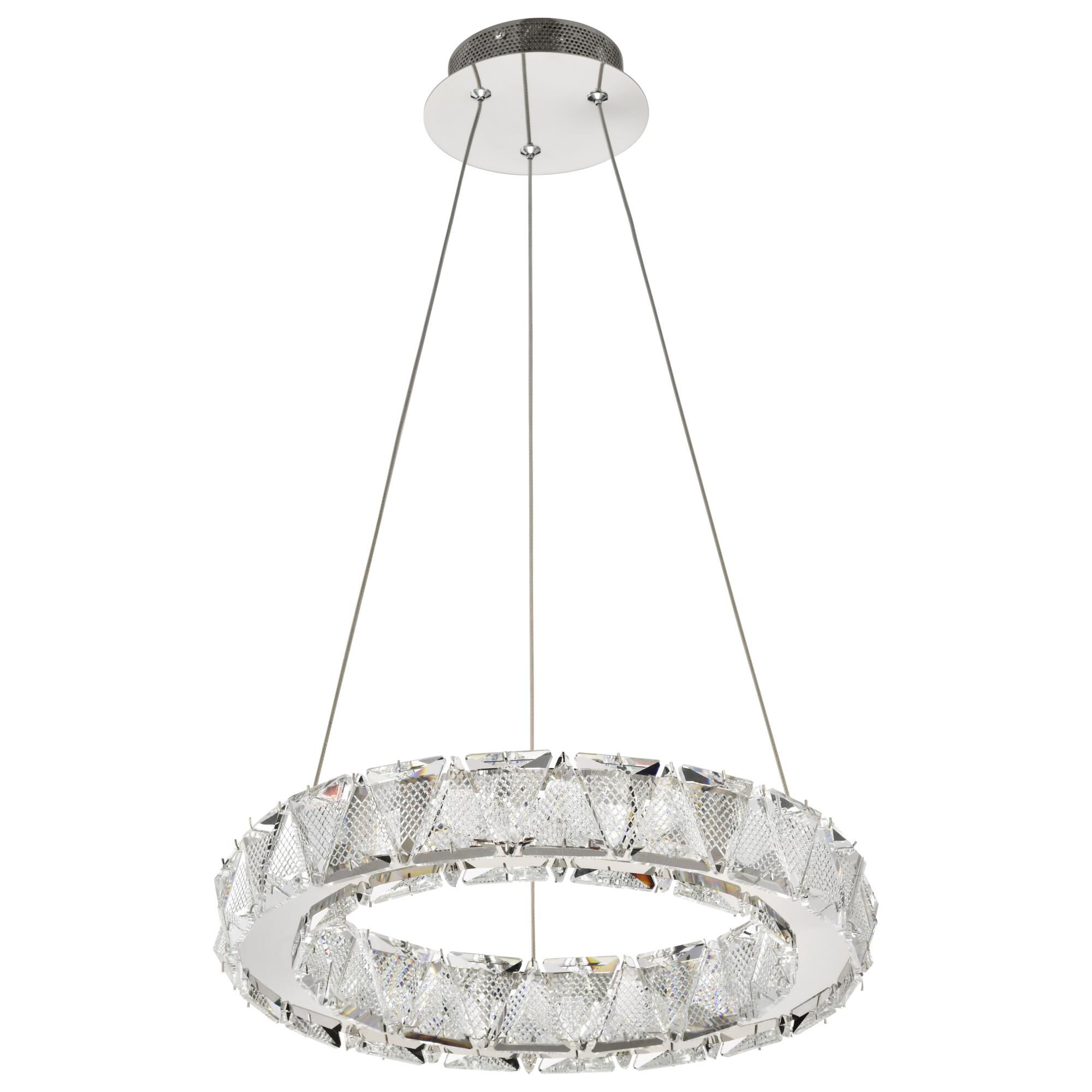 Shown in Polished Nickel finish and Clear K9 Crystal glass